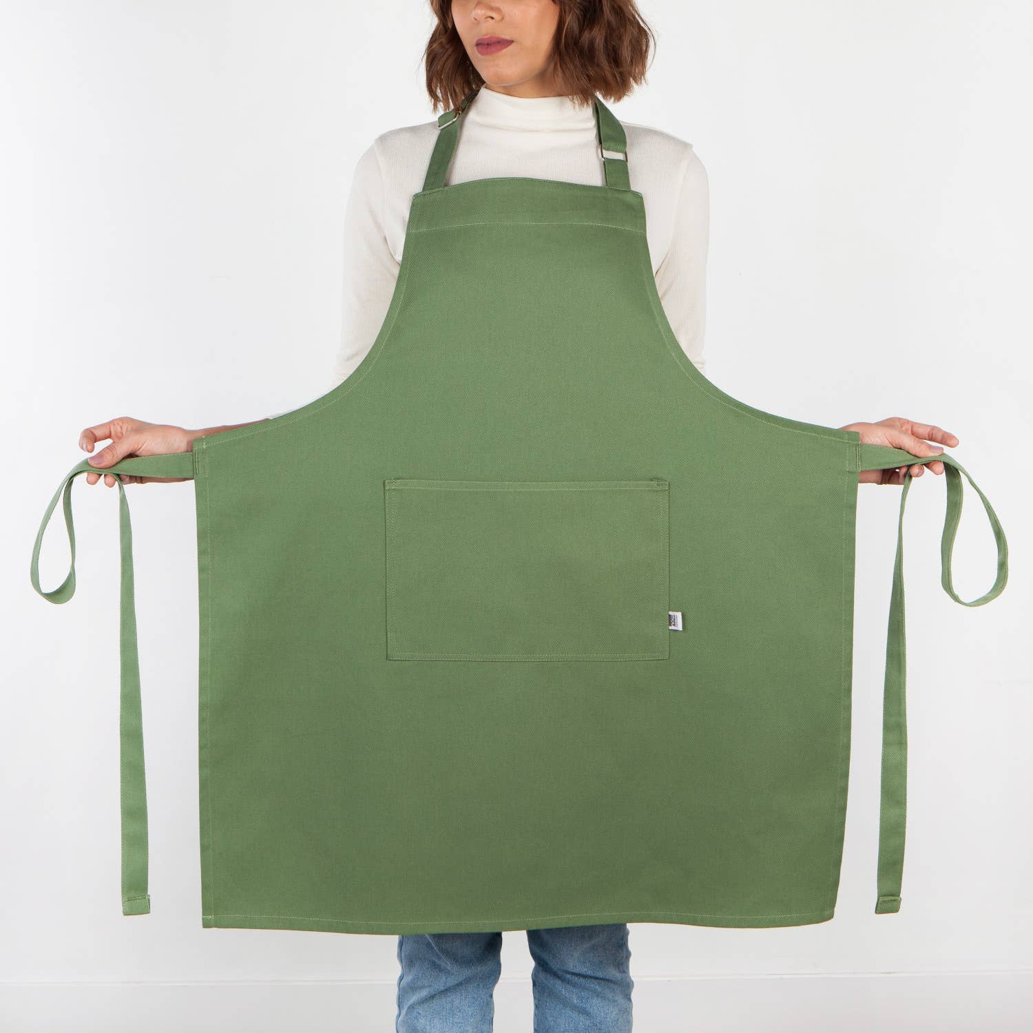 Premium Elm Green Chef Apron - Adjustable & Durable Cotton Cooking Apron for Men & Women - Perfect for Baking, Grilling & Kitchen Cooking