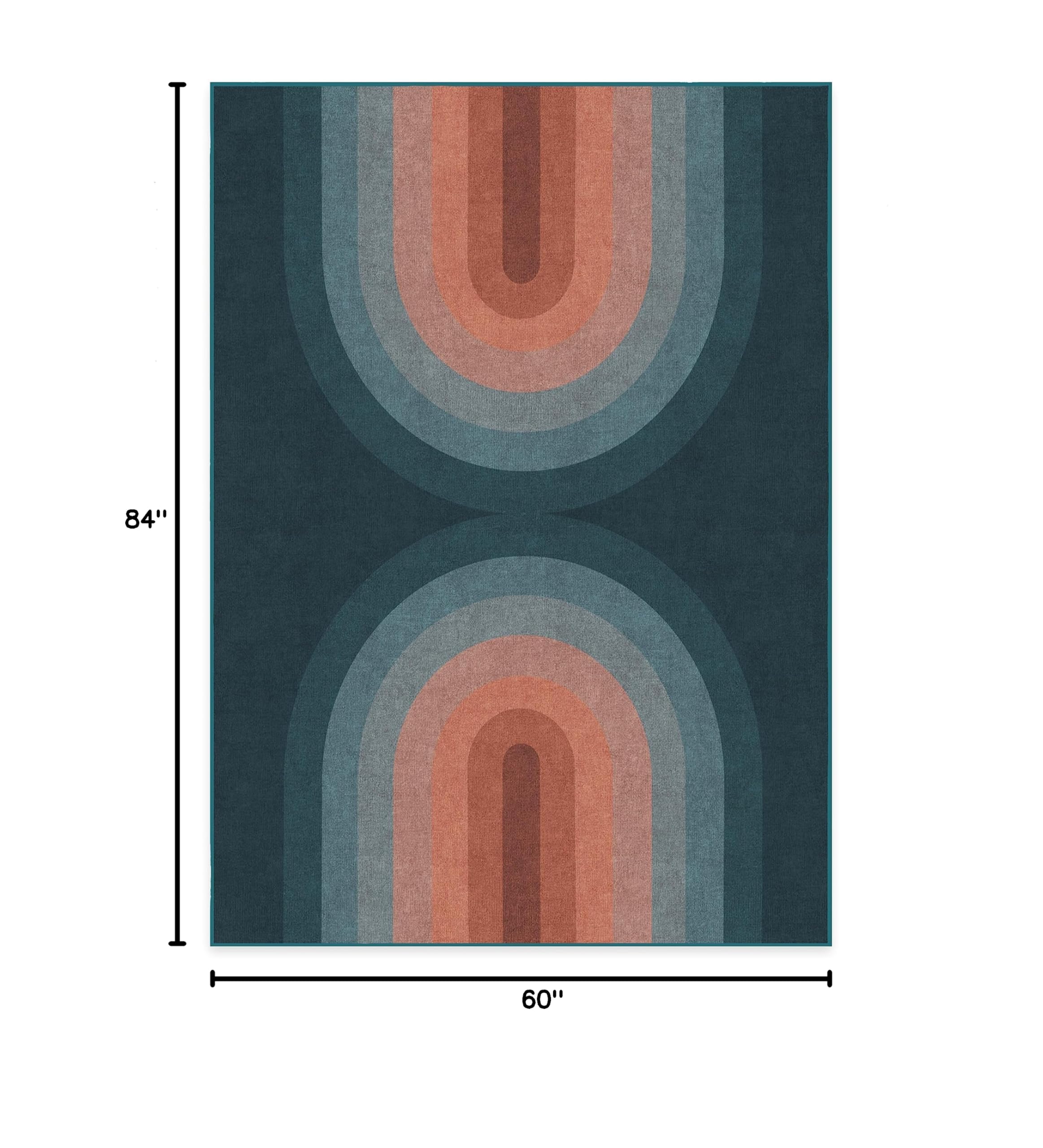 Ruggable Washable 5x7 Area Rug - Absida Teal | Premium Non-Slip Rug for Living Room, Bedroom, Kitchen, Office & Classroom | Waterproof & Pet-Friendly with Gripper Pad | Perfect for High-Traffic Areas & Home Decor