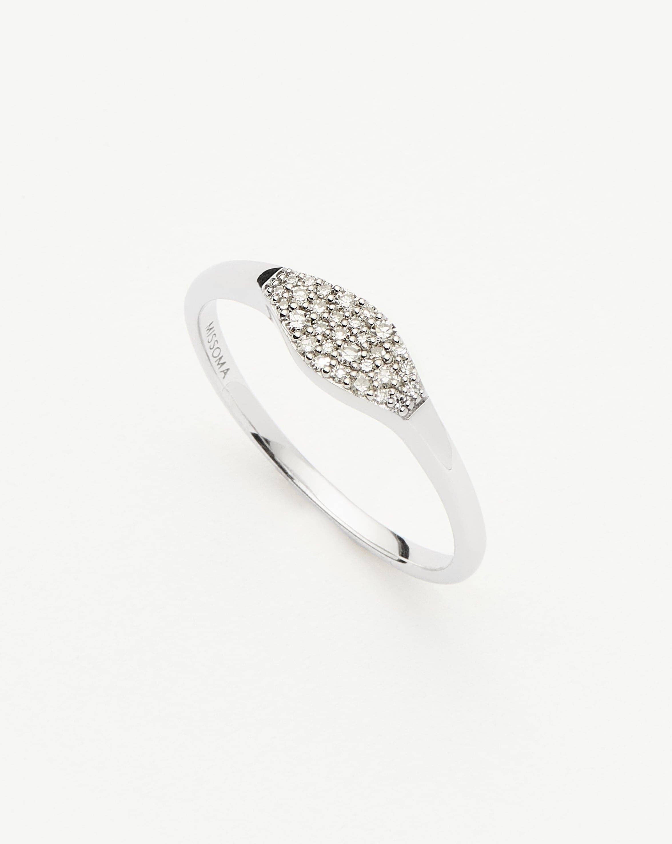 14K Solid White Gold Diamond Signet Ring for Men & Women - Elegant & Timeless Jewelry for Weddings, Engagements & Everyday Luxury