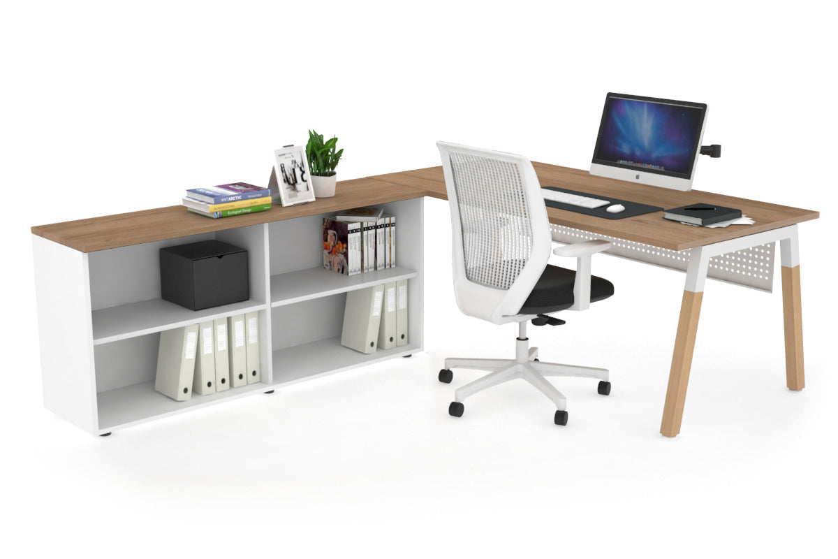 Premium Quadro A Legs Executive Desk with Wooden Legs & White Cross Beam - 1800L x 700W - Perfect for Home Office, Conference Rooms & Executive Workspaces