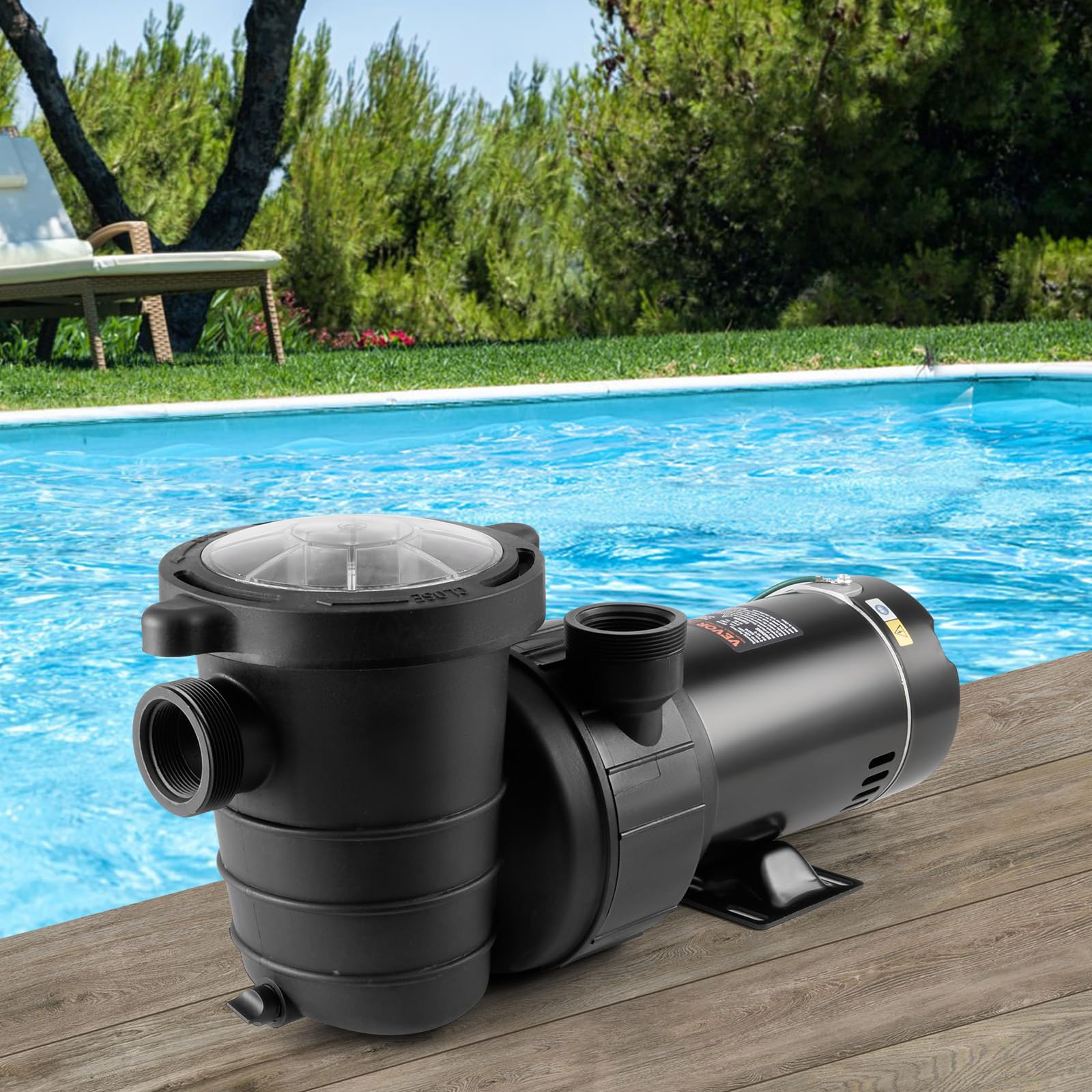 VEVOR 1HP Above Ground Pool Pump, 80 GPM Max Flow Single Speed Swimming Pool Pump, 120V 3450 RPM with Filter Basket - Ideal for Above Ground Pools, Hot Tubs, Spas, Backyard Water Features & Summer Pool Maintenance