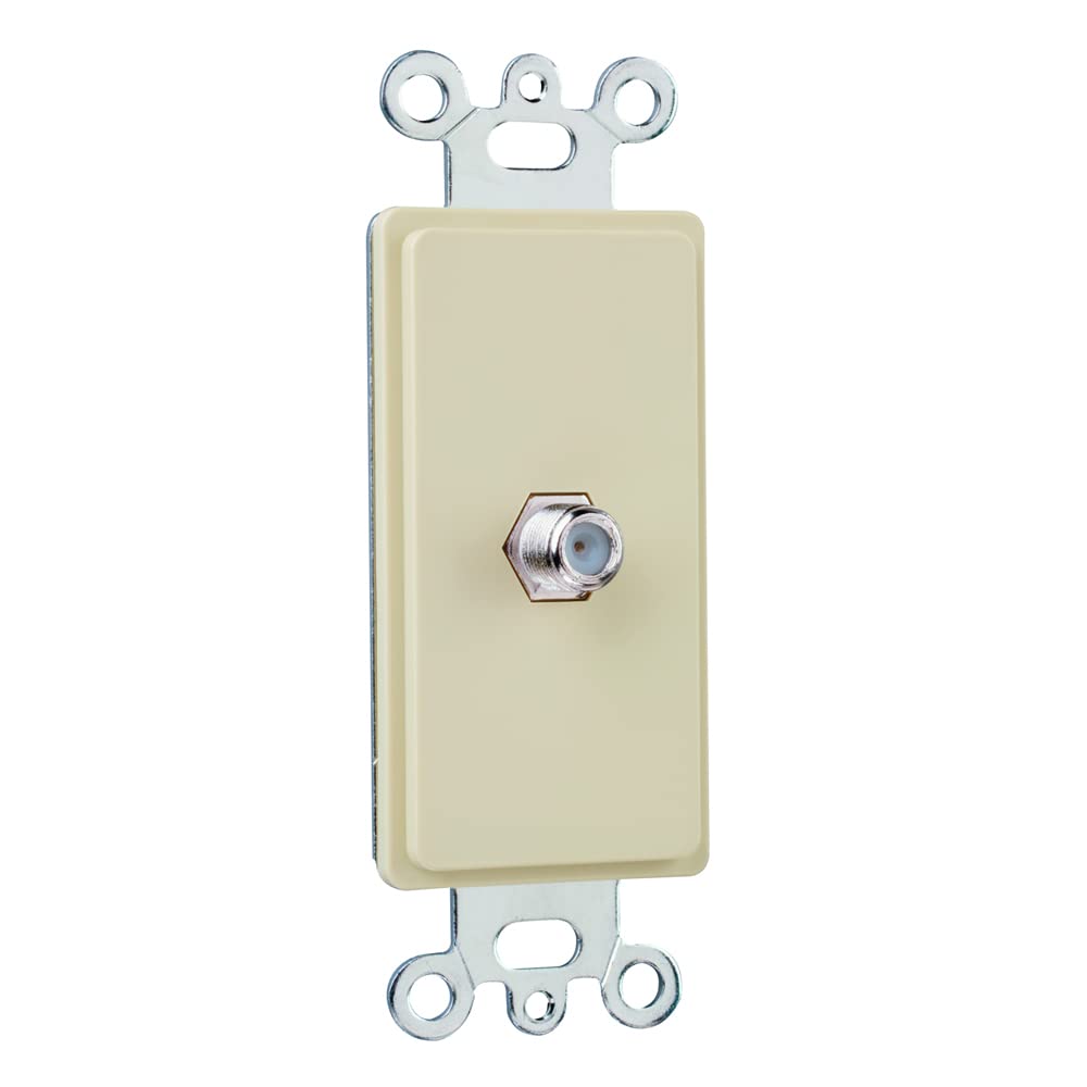 On-Q 26CATVI Premolded Voice/Video Wall Plate - Ivory - Ideal for Home Theater, Office Networking & Smart Home Installations