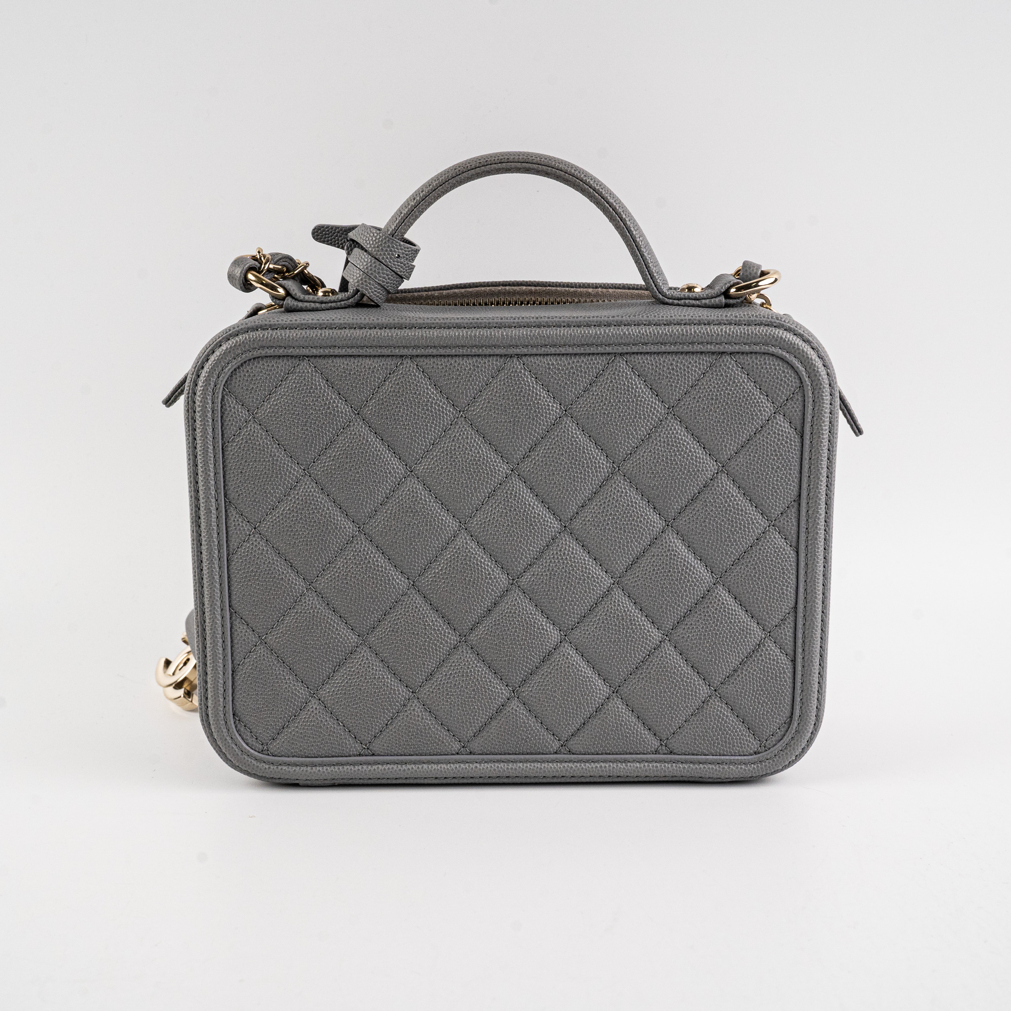 Chanel Medium Filigree Grey Caviar Leather Handbag - Luxury Designer Shoulder Bag for Women | Perfect for Work, Evening Events & Special Occasions
