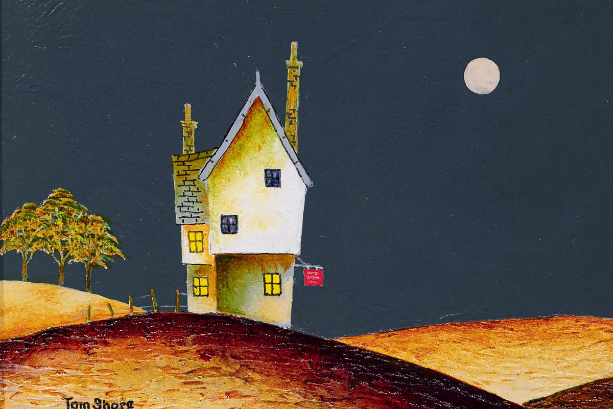 Full Moon on the Horizon - Original Artwork for Home & Office Decor | Wall Art for Living Room, Bedroom, or Gift