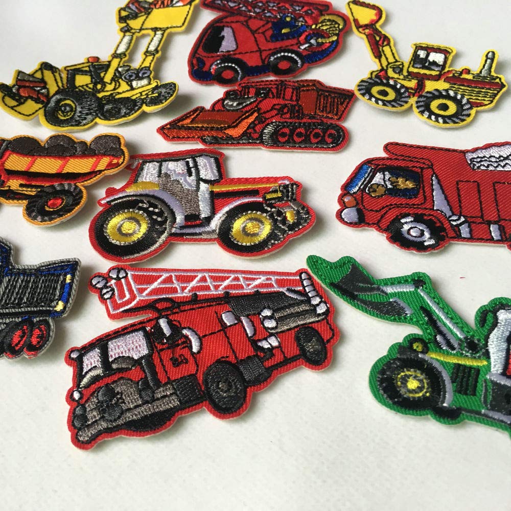 9pcs Construction Vehicle Truck Iron-On Embroidery Patches for DIY Jackets, Hats & Backpacks - Durable Appliques for Kids & Adults