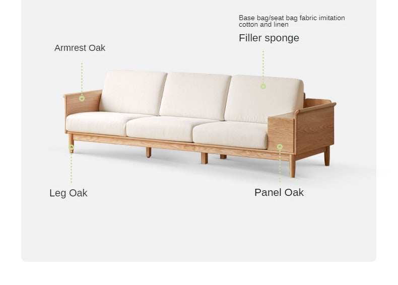 Oak Solid Wood Space-Saving Storage Sofa - Functional Multi-Purpose Sofa Bed with Hidden Storage for Small Apartments, Living Rooms & Guest Rooms