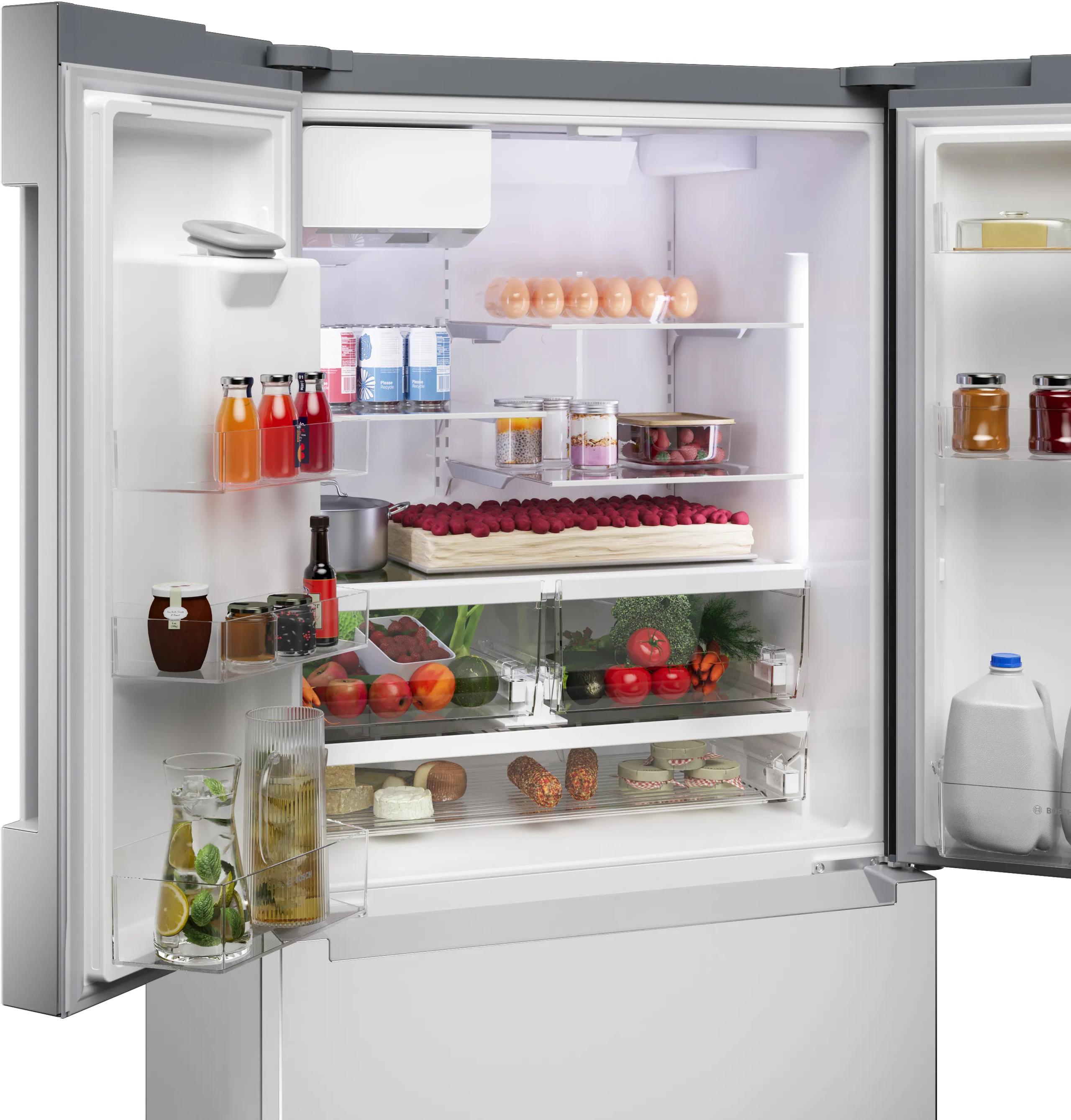 Bosch B36CD10ENS 100 Series 36-Inch French Door Bottom Freezer Refrigerator in Stainless Steel with Anti-Fingerprint Technology | No Frost Cooling System | Perfect for Modern Kitchens and Open-Concept Homes