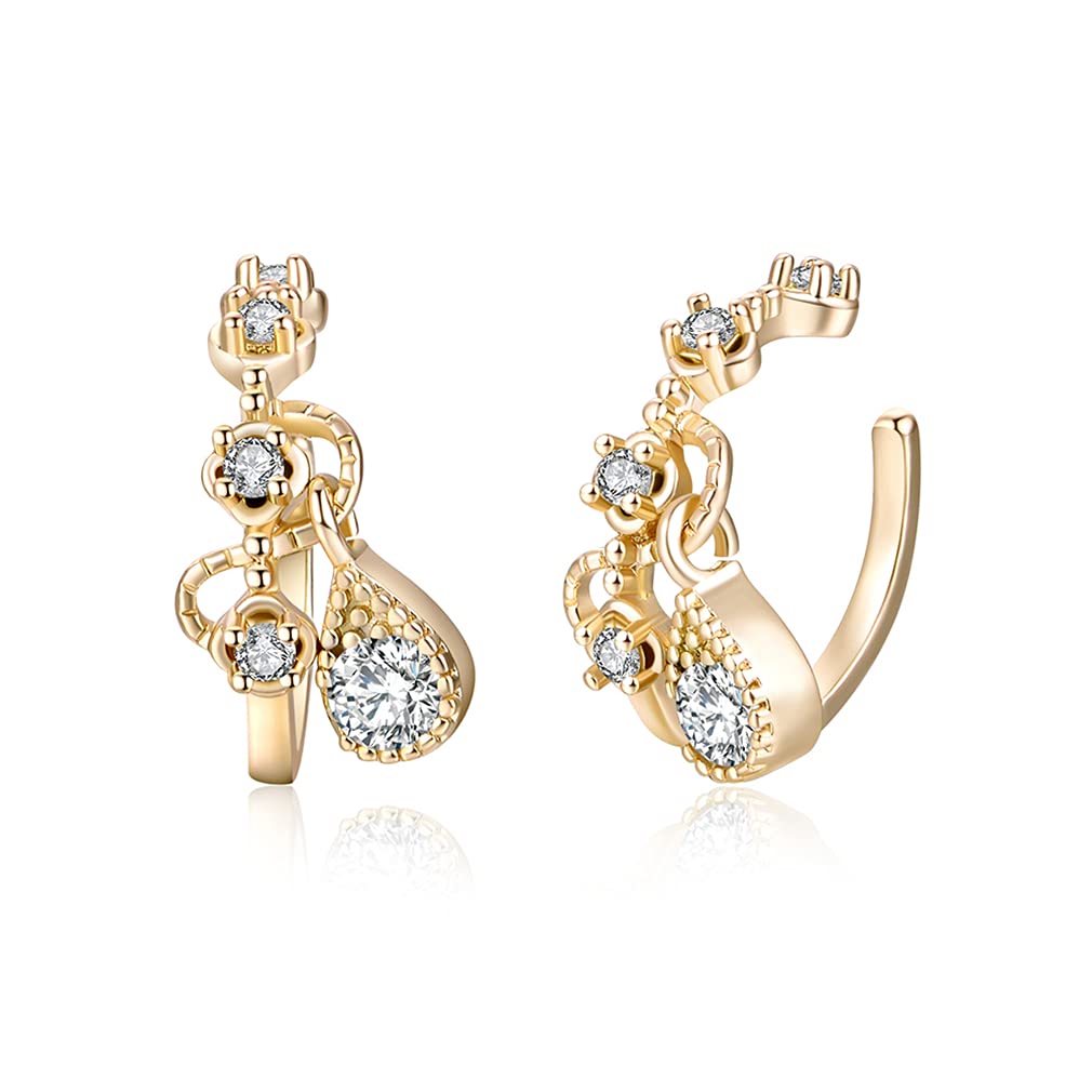 YAZILIND Cubic Zirconia Drop Earrings for Women - Non-Pierced Clip On Ear Jewelry with Waterdrop Pendant | Perfect for Parties, Weddings & Everyday Elegance