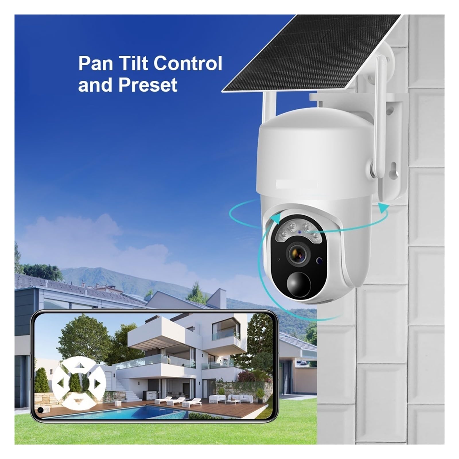2K 4MP Solar Security Camera Outdoor Wireless - 360° PTZ, Wi-Fi/4G LTE, 128GB Storage for Home & Business Surveillance | Weatherproof, Night Vision, Motion Detection