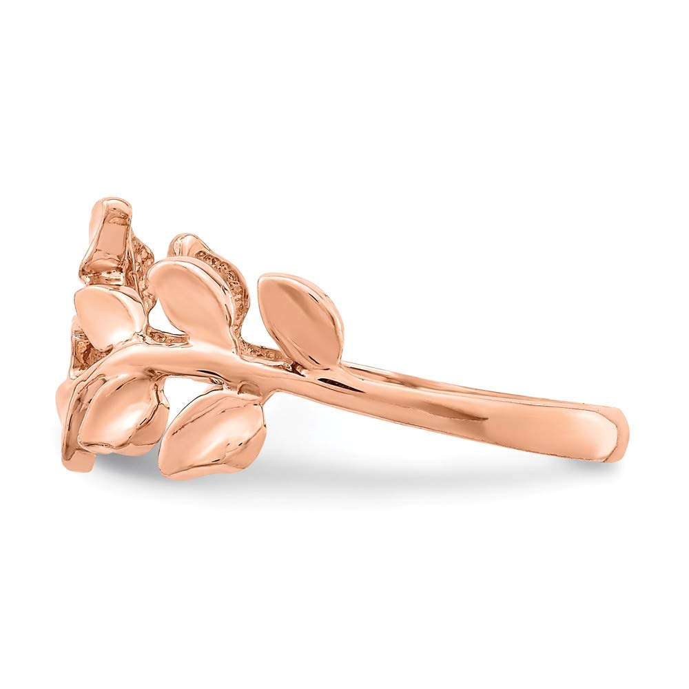 14K Rose Gold Leaf Ring Band for Women - Elegant Nature-Inspired Jewelry for Everyday Wear, Gifts & Special Occasions