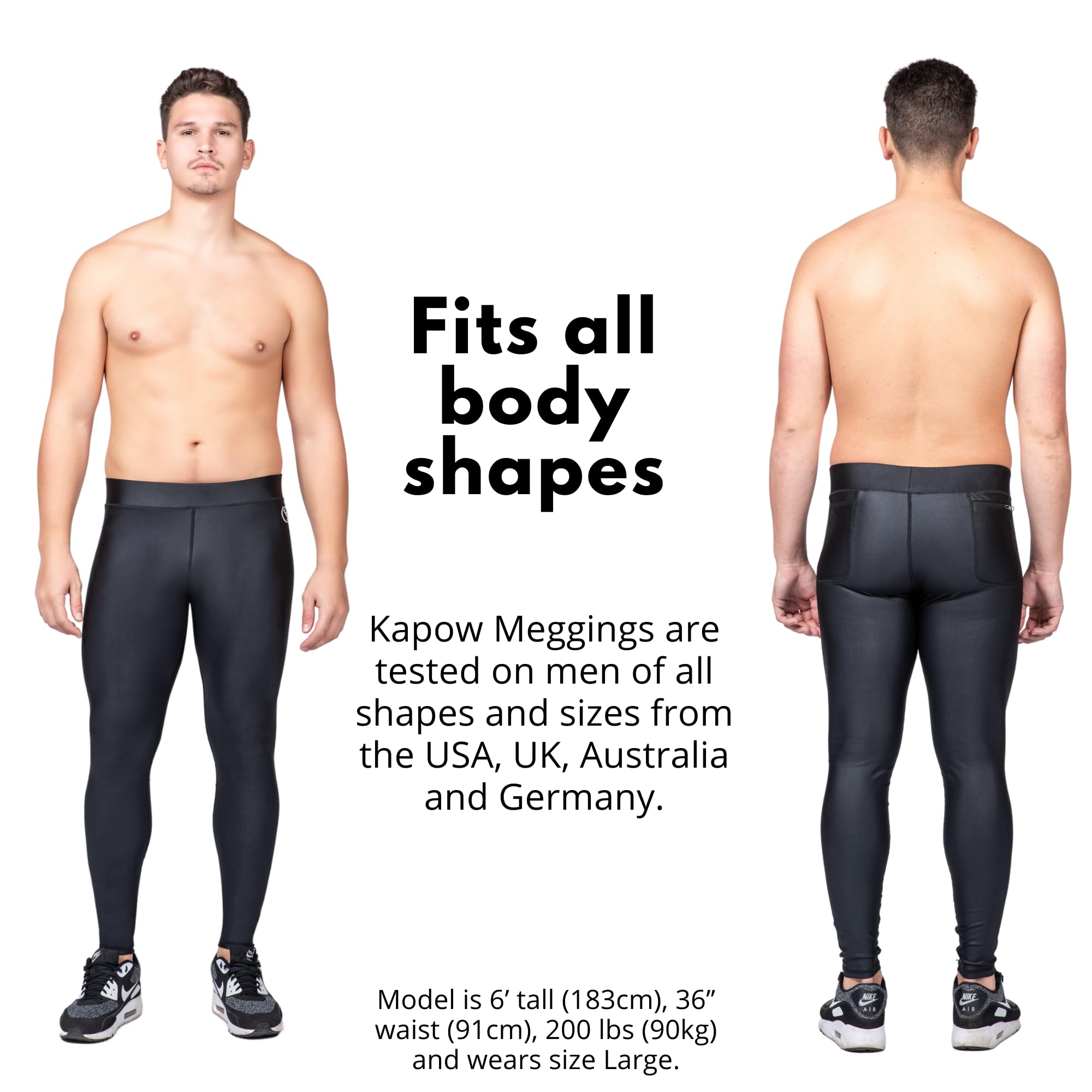 Premium Men's Compression Leggings - Kapow Meggings Supreme Range for Yoga, Gym & Running | Moisture-Wicking Sportswear with Pockets | Perfect for Workouts & Active Lifestyle