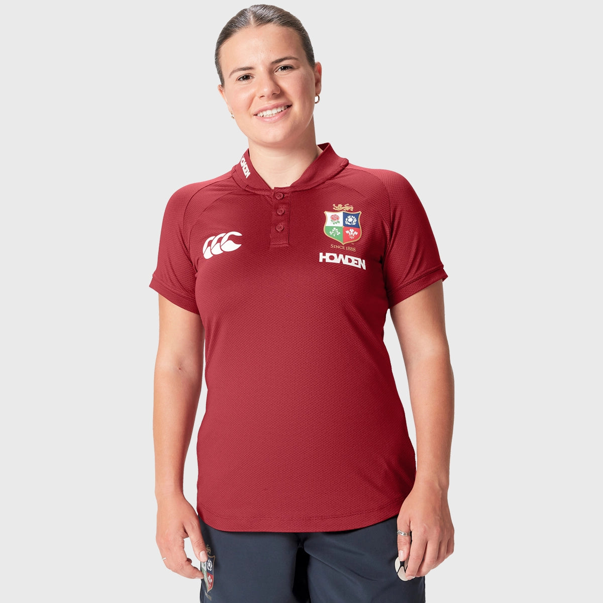 Canterbury British & Irish Lions Women's Performance Polyester Polo Shirt - Red Rugby Jersey for Training & Match Play