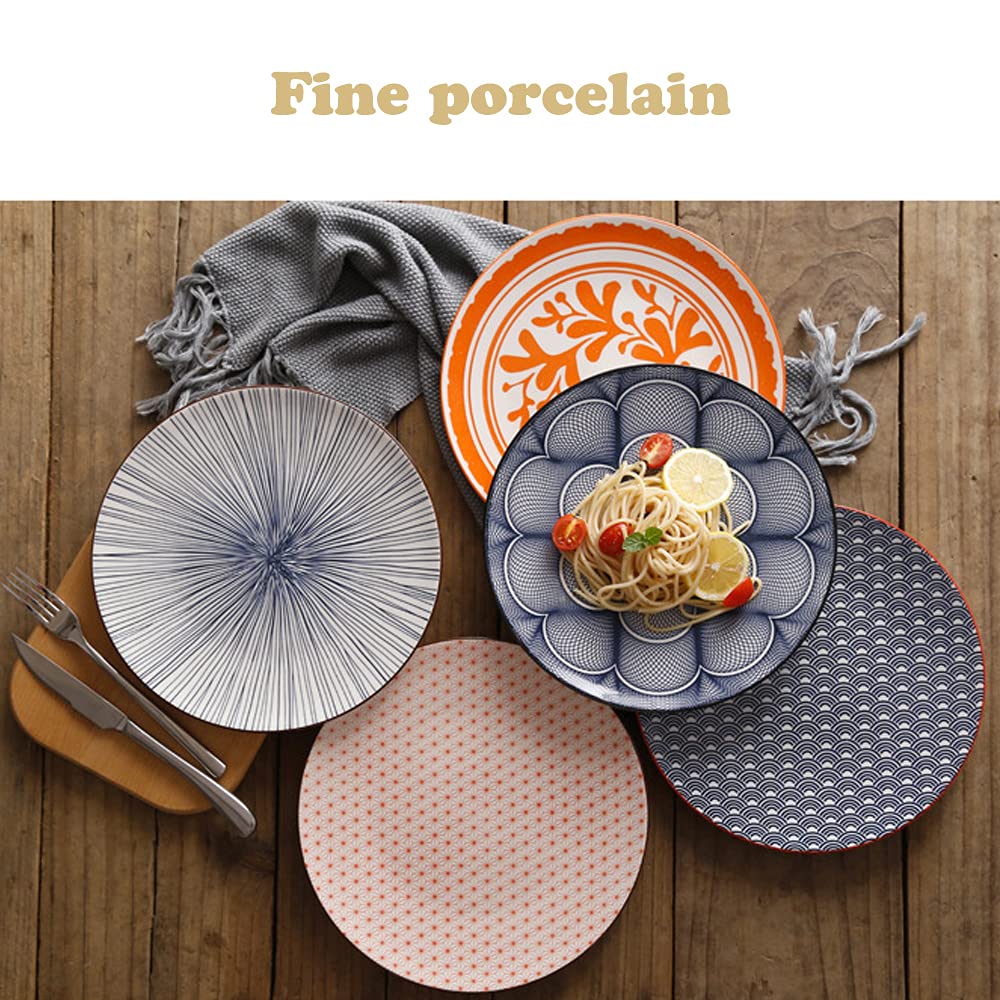 10.5 Inch Large Ceramic Snack Plate - Round Steak, Fruit, Dessert, Pasta & Salad Serving Dish - Perfect for Appetizers, Party Platters & Everyday Tableware