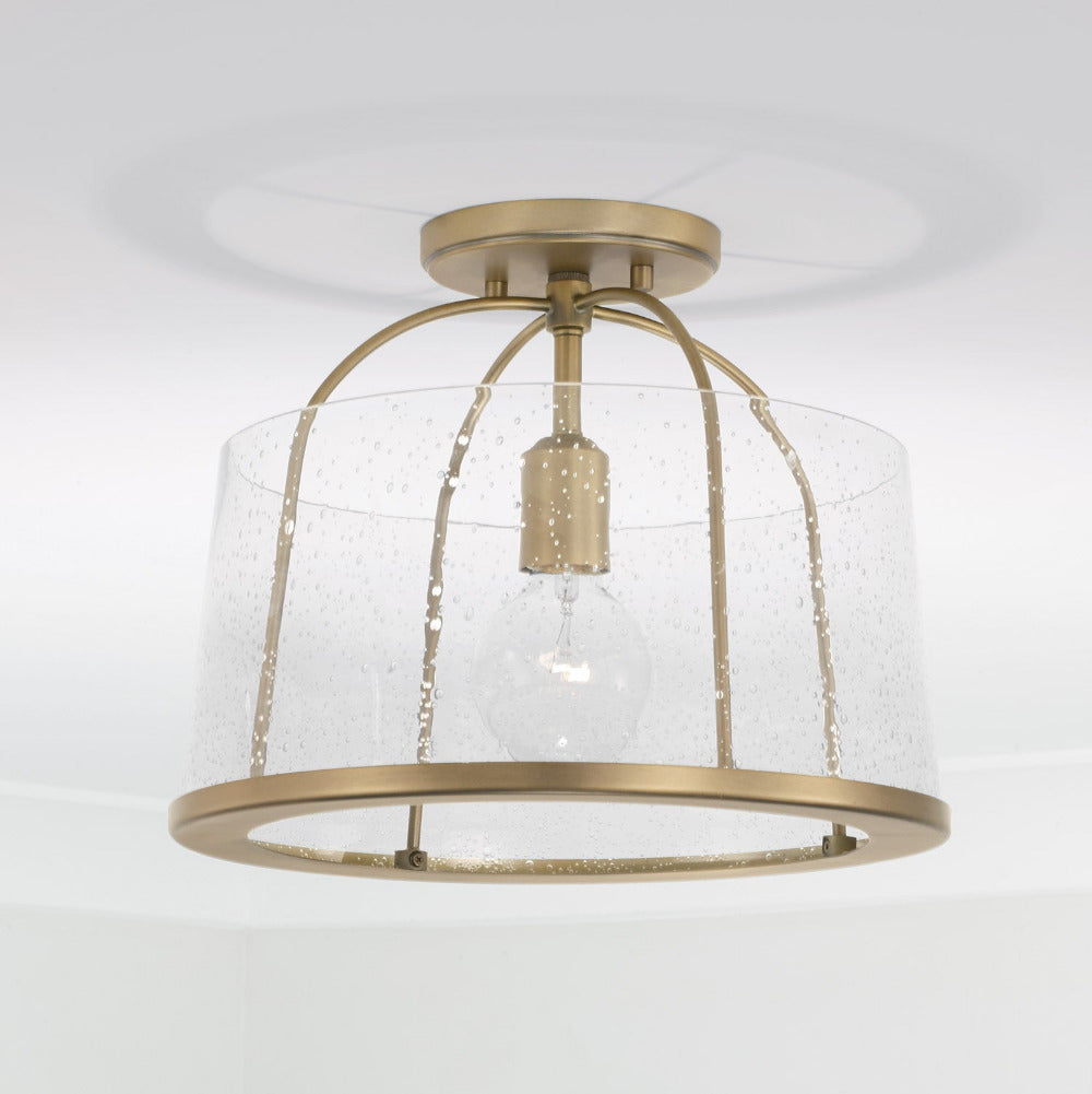 Susie Semi Flush Mount Ceiling Light Fixture - Modern LED Lighting for Bedroom, Hallway & Kitchen - Dimmable Brushed Nickel Finish