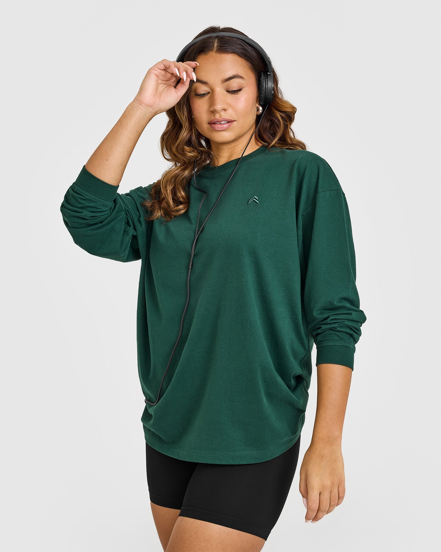 Classic Oversized Lightweight Long Sleeve T-Shirt for Women - Soft Breathable Cotton Blend - Racing Green - Perfect for Casual Wear, Layering & Everyday Comfort