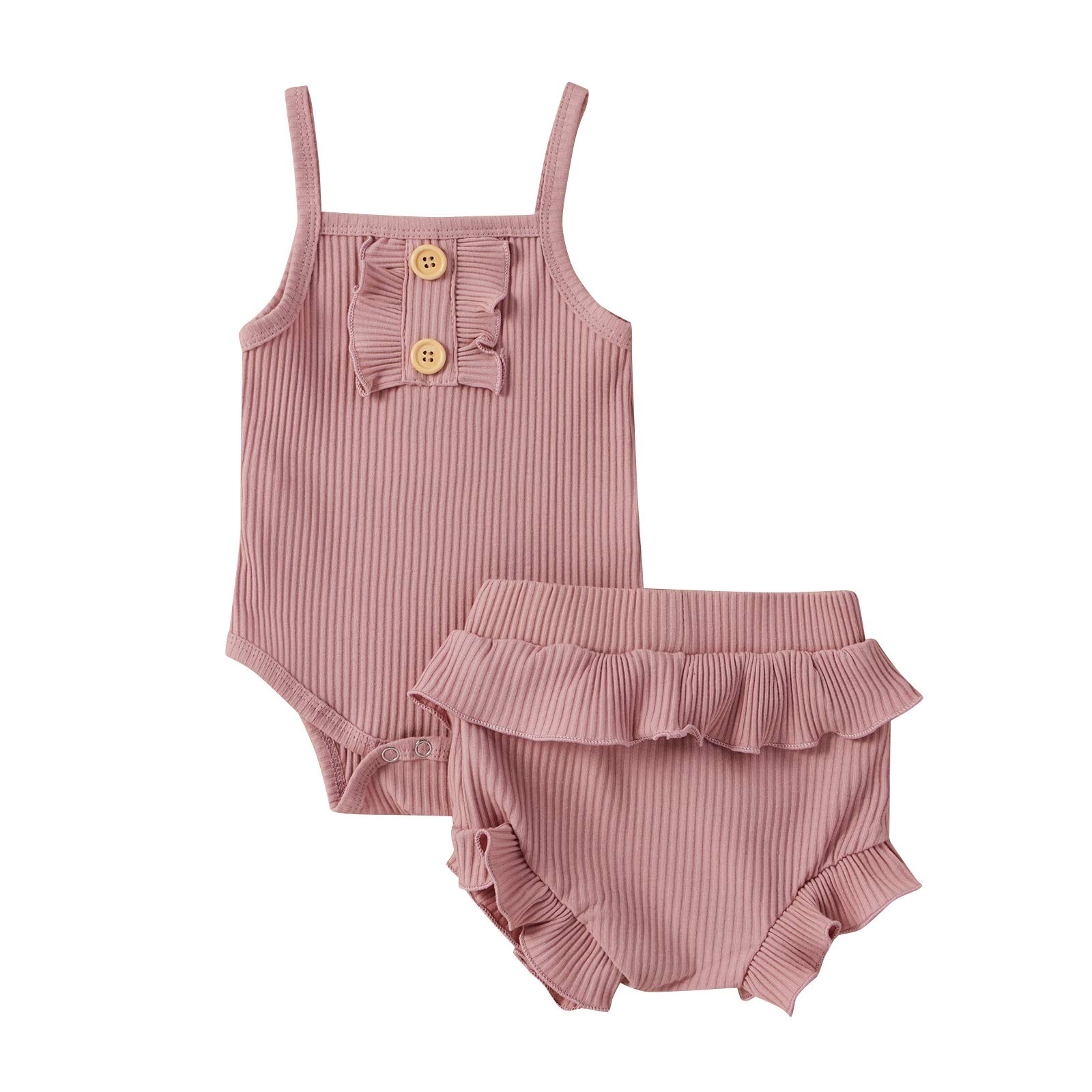 Dimoybabe Baby Girl Summer Clothes - Soft Cotton Bloomer Romper Outfits with Strap & Sleeveless Design for Infants 0-24 Months | Perfect for Playtime, Beach & Photo Shoots