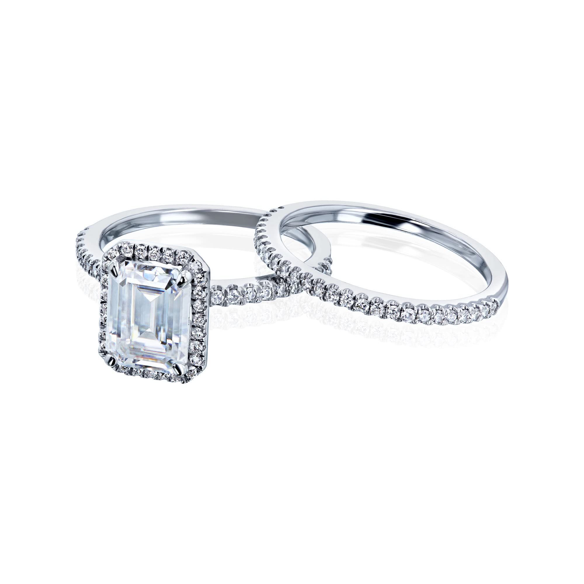 Kobelli 2.18 Carat Total Weight Emma Moissanite & Lab Grown Diamond Bridal Ring Set (GH/VS) - Perfect for Engagement, Wedding, Anniversary & Special Occasions
