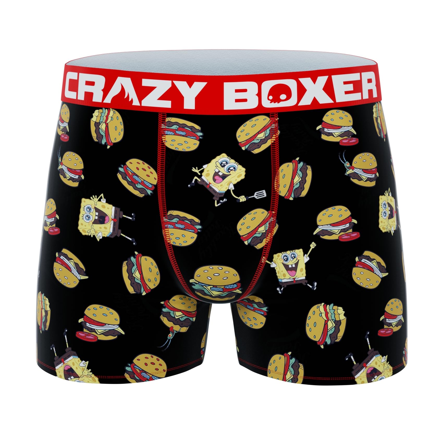 CrazyBoxer Men's Spongebob Squarepants Boxer Briefs - Soft Anti-Irritation Comfort Underwear with Breathable Fabric for Daily Wear & Sleep