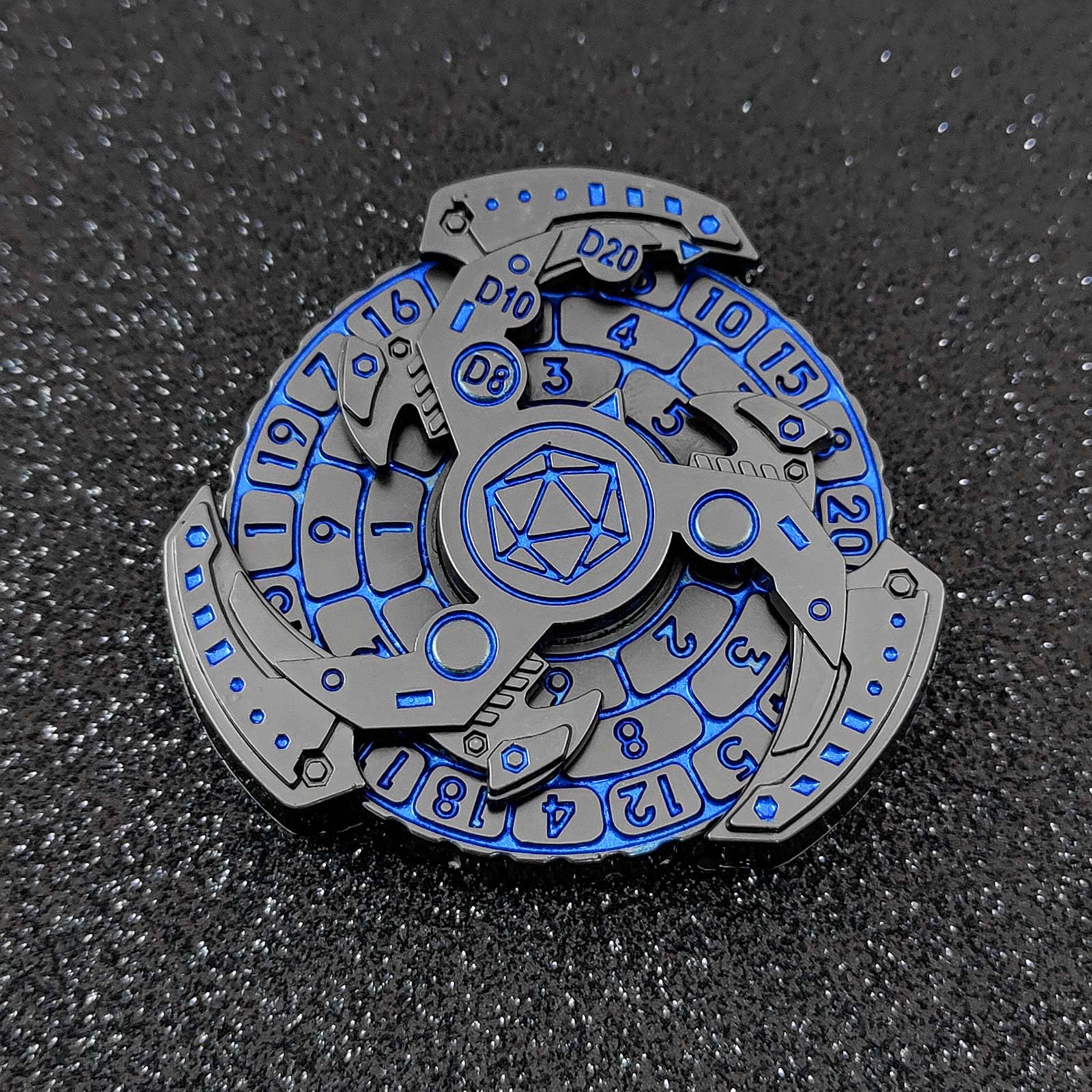 2024 Shadow Roulette Dice Spinner - 7-in-1 Metallic D&D Dice Set for Dungeons & Dragons, RPG Tabletop Games | Dragon-Themed Blue Silver Dice with Gift Case | Perfect for DND Campaigns, Game Nights & Roleplaying Gifts