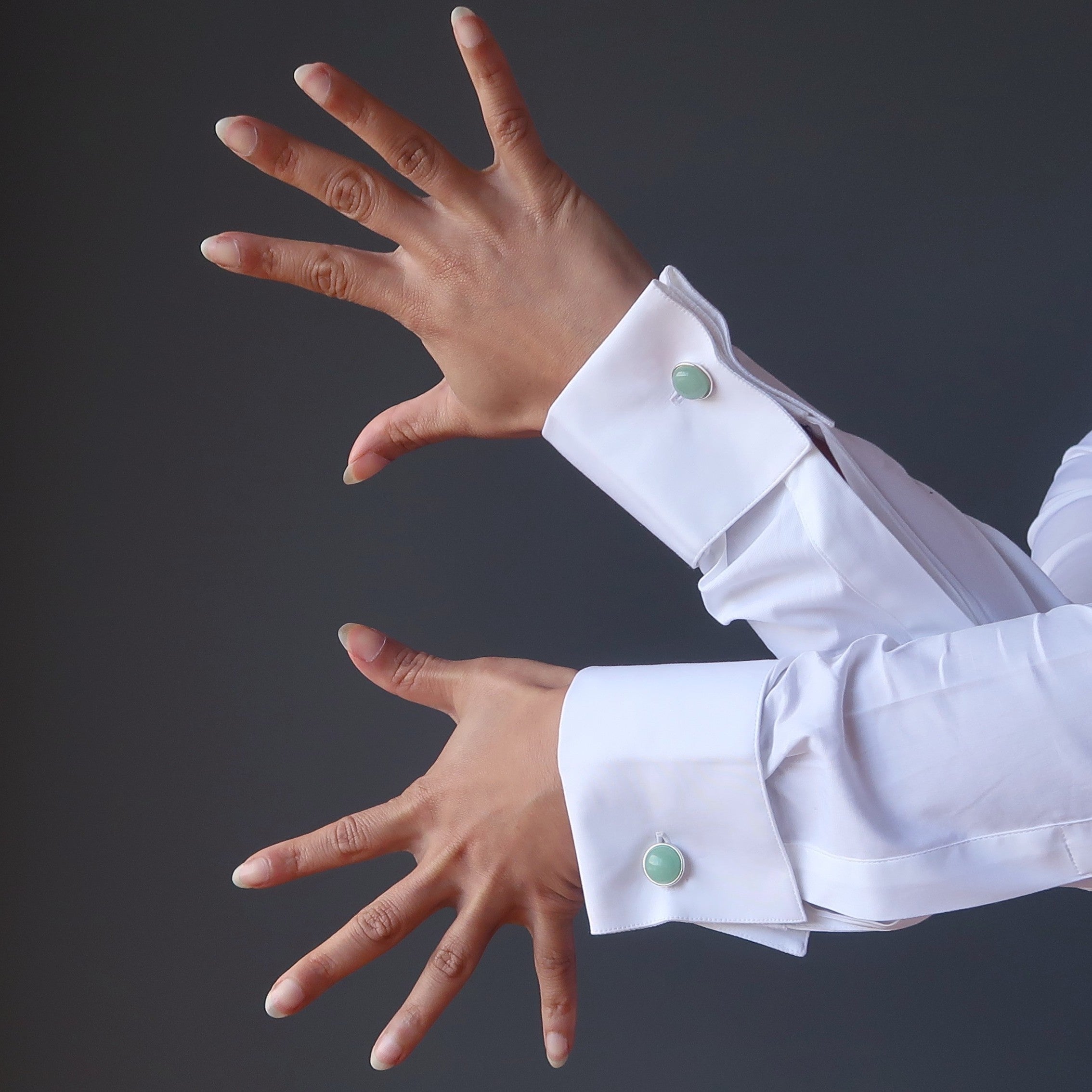 Green Aventurine Cufflinks for Men - Sterling Silver Dress Accessories for Business & Formal Occasions - Elegant Office & Wedding Gift Idea
