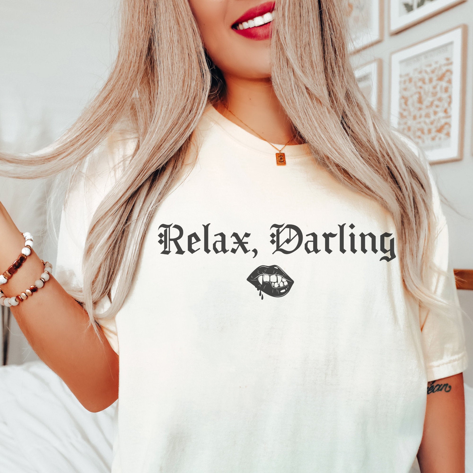 Relax Darling T-Shirt | The Vampire Diaries & The Originals Kol Mikaelson Merch | Vampire TV Show Fan Gift | Perfect for Cosplay, Halloween & Fan Conventions