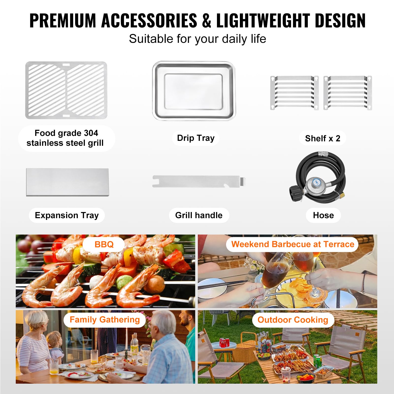 VEVOR 1500°F Portable Propane Steak Grill - 6-Tier Adjustable Stainless Steel Infrared BBQ Cooker for Perfect Steaks, Burgers & Toast | Outdoor Cooking, Backyard Parties & Camping Trips