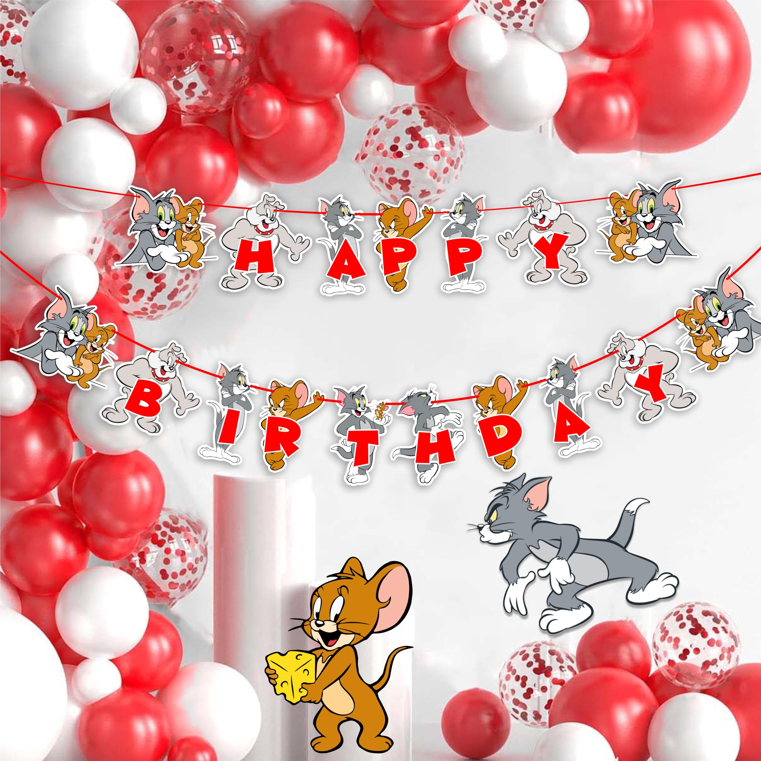 Tom & Jerry Happy Birthday Banner - Colorful Birthday Party Decorations for Kids, Home & Outdoor Celebrations