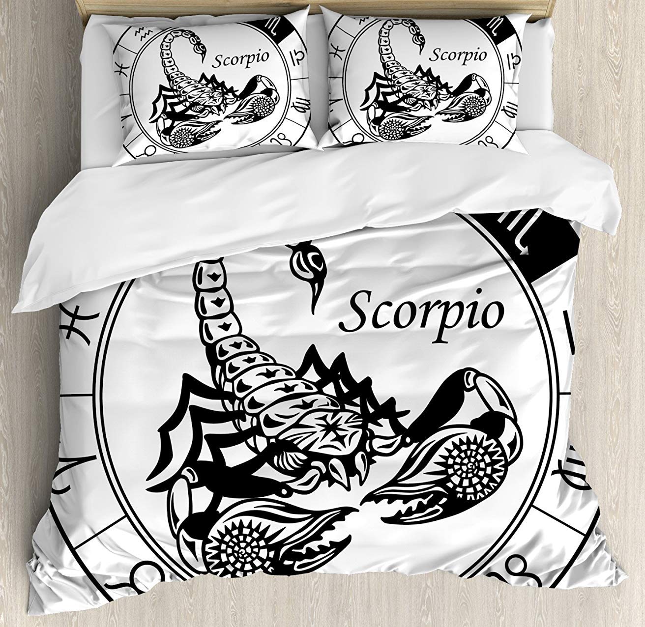 Zodiac 3-Piece King Size Bedding Set - Scorpio Constellation Comforter Duvet Cover with 2 Pillowcases for Kids Teens & Adults | Astrology Themed Bedspread for Home Decor & Gift Giving