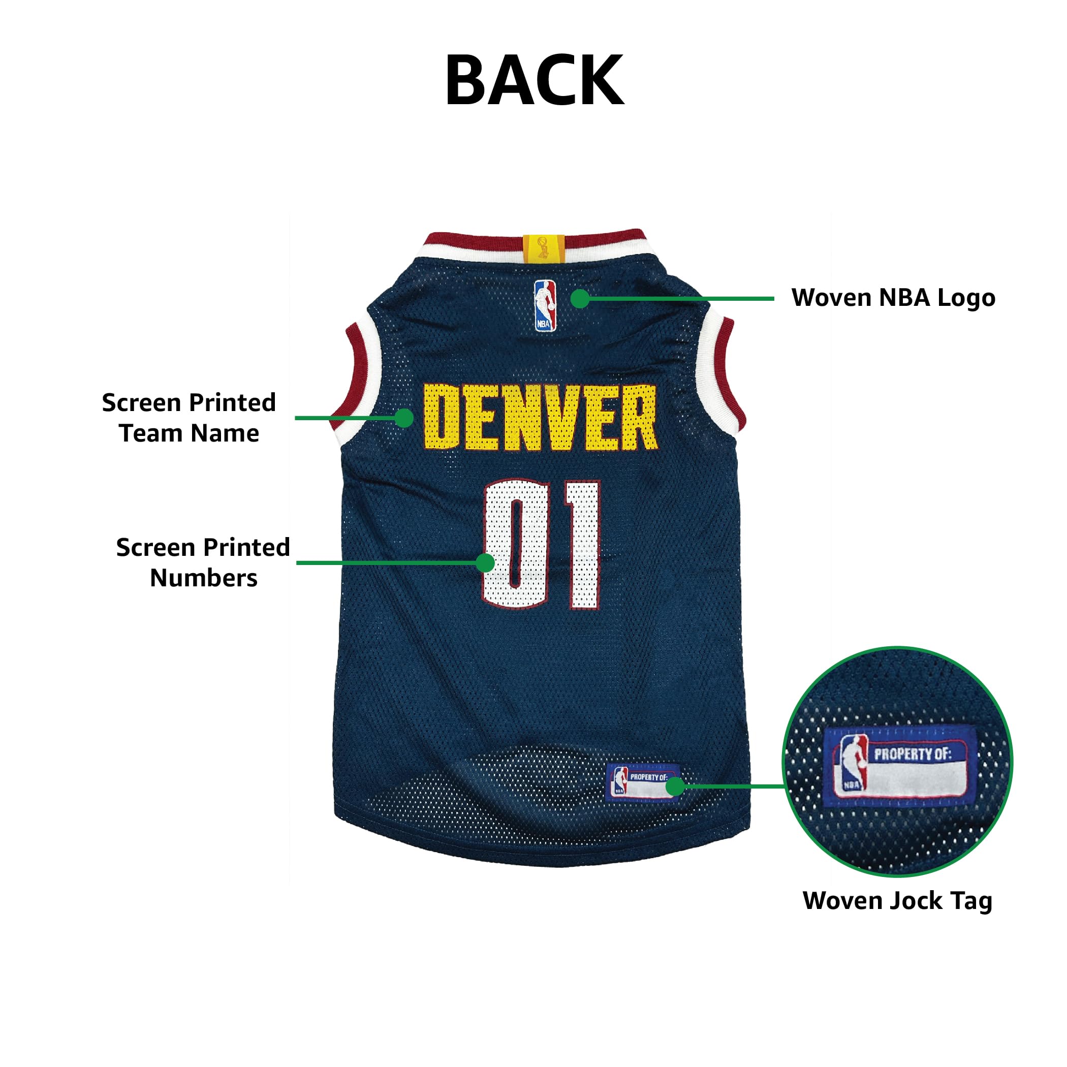 Denver Nuggets Dog Jersey for Small Pets - NBA Basketball Pet Tank Top for Game Day & Fan Events