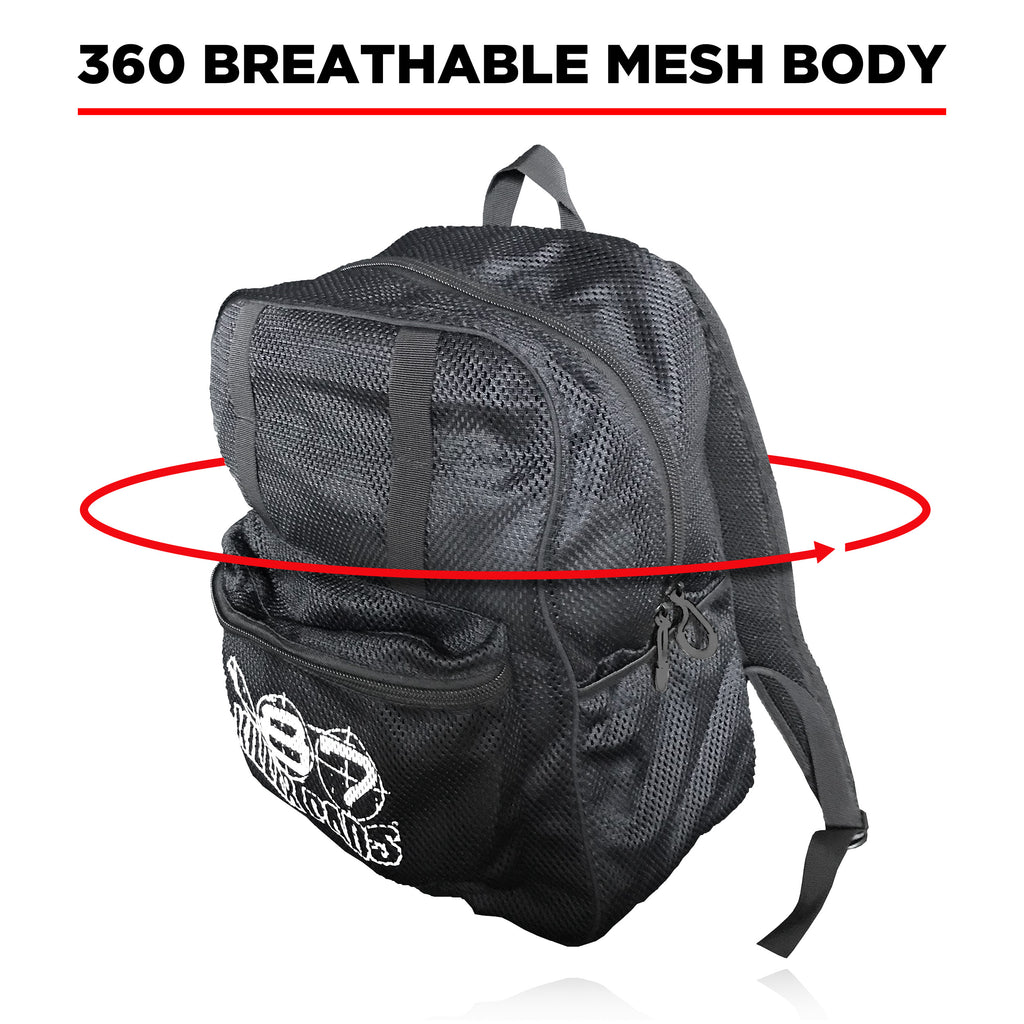 187 Mesh Backpack Black - Lightweight & Breathable School Backpack for Men & Women - Perfect for Hiking, Travel, Gym & Everyday Use