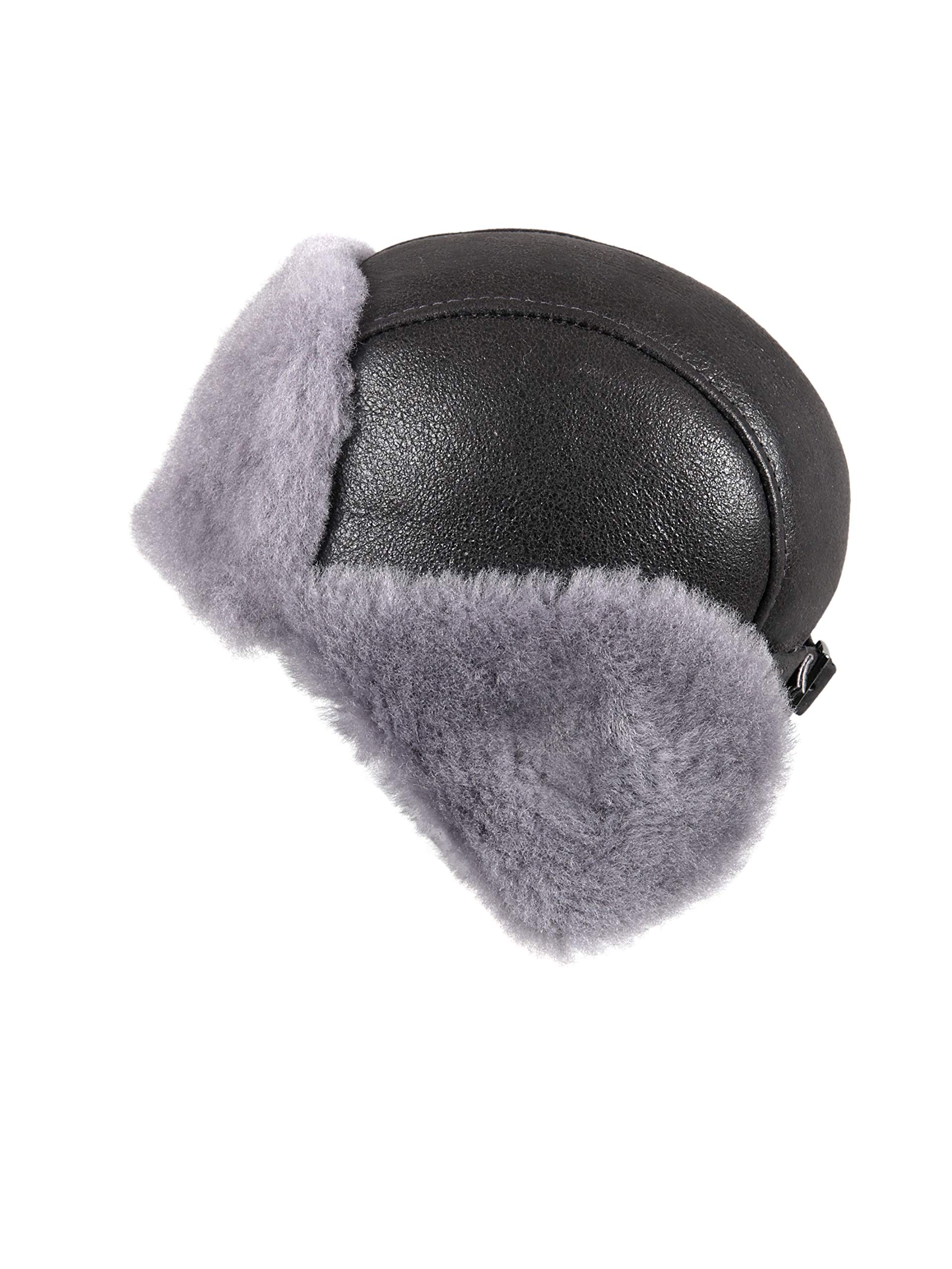 Men's Shearling Sheepskin Aviator Hat - Winter Warm Pilot Cap for Cold Weather Flying & Outdoor Activities