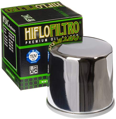 HIFLO HF204C Chrome Oil Filter - Compatible with 2011 Yamaha XV19C Raider Motorcycle - High Performance Engine Protection for Smooth Rides & Longevity