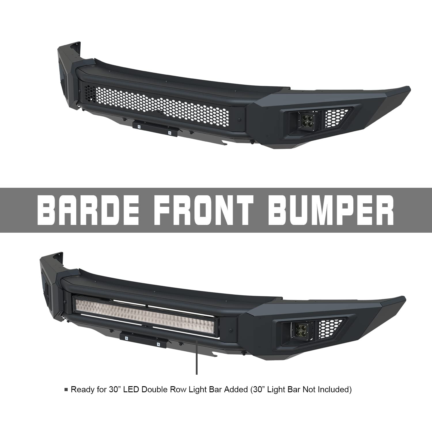 Heavy Duty Steel Bull Bar Front Bumper with LED Fog Lights for 2015-2017 Ford F150 Truck - Off-Road Protection & 30