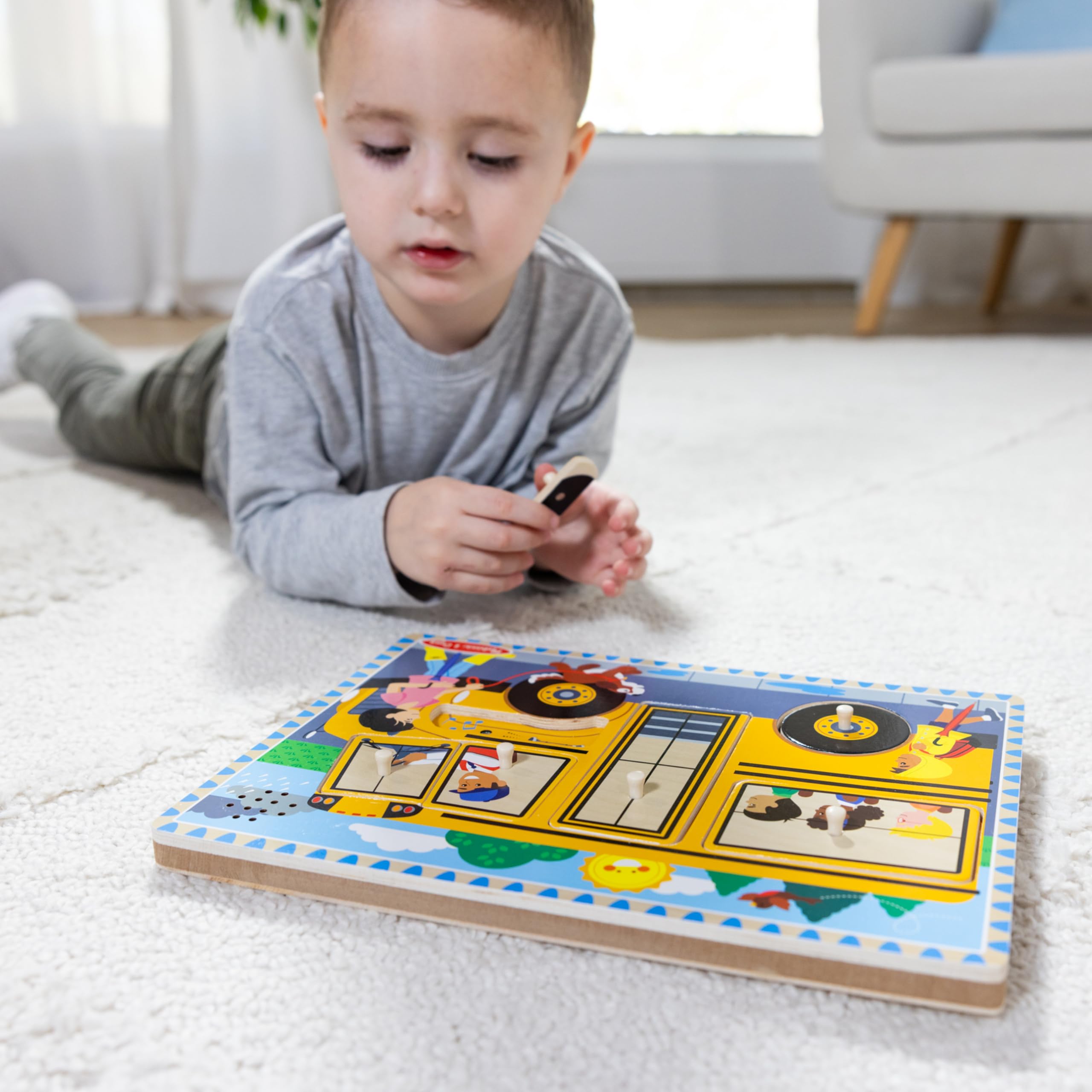Melissa & Doug The Wheels on the Bus Sound Puzzle - Wooden Educational Toy for Toddlers Ages 2+ | Interactive Learning Puzzle with School Bus Theme | Perfect for Preschool Playtime & Early Childhood Development