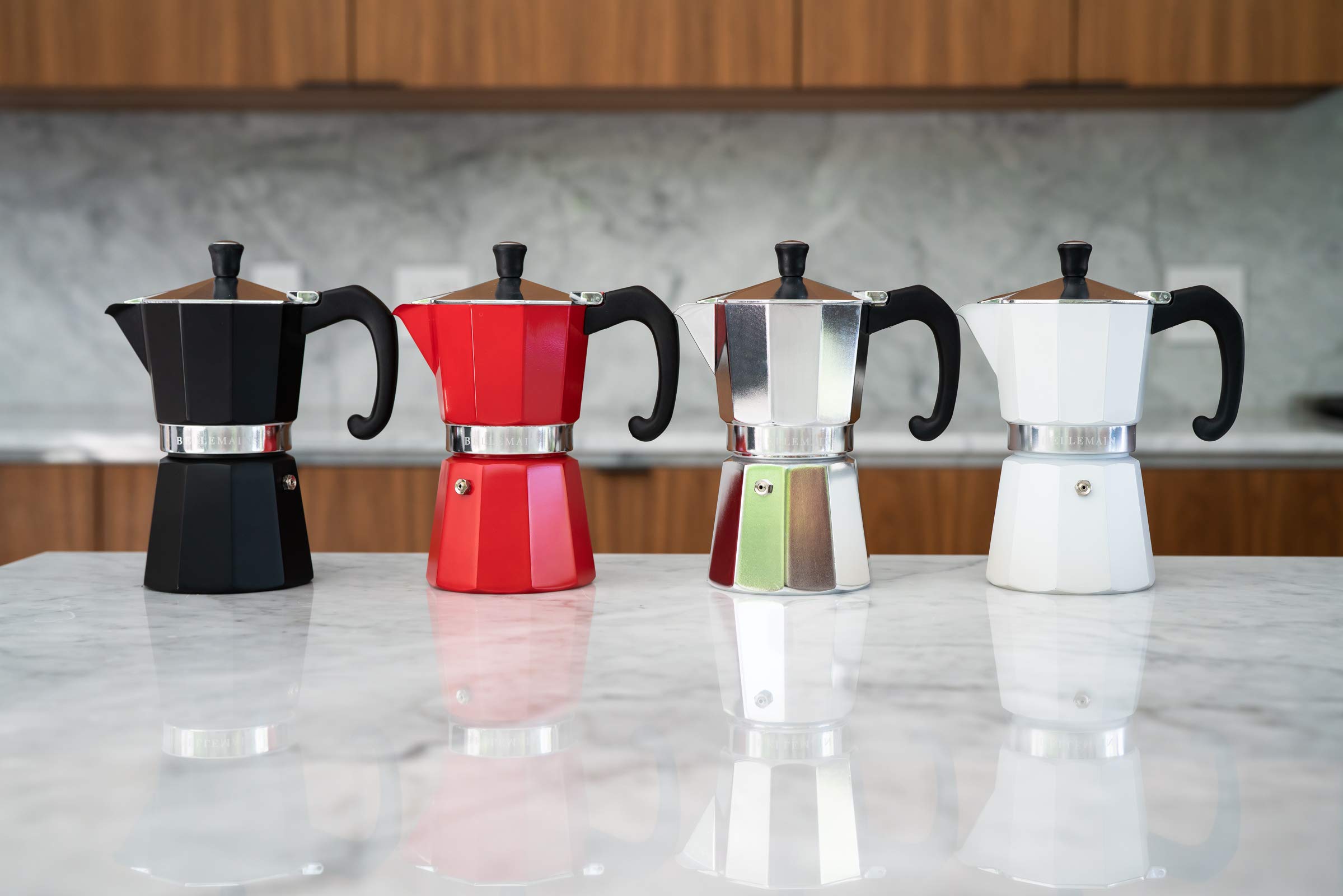 Bellemain Stovetop Espresso Maker Moka Pot - 9 Cup Italian Coffee Maker for Gas & Electric Stoves - Perfect for Home, Office & Camping (White)