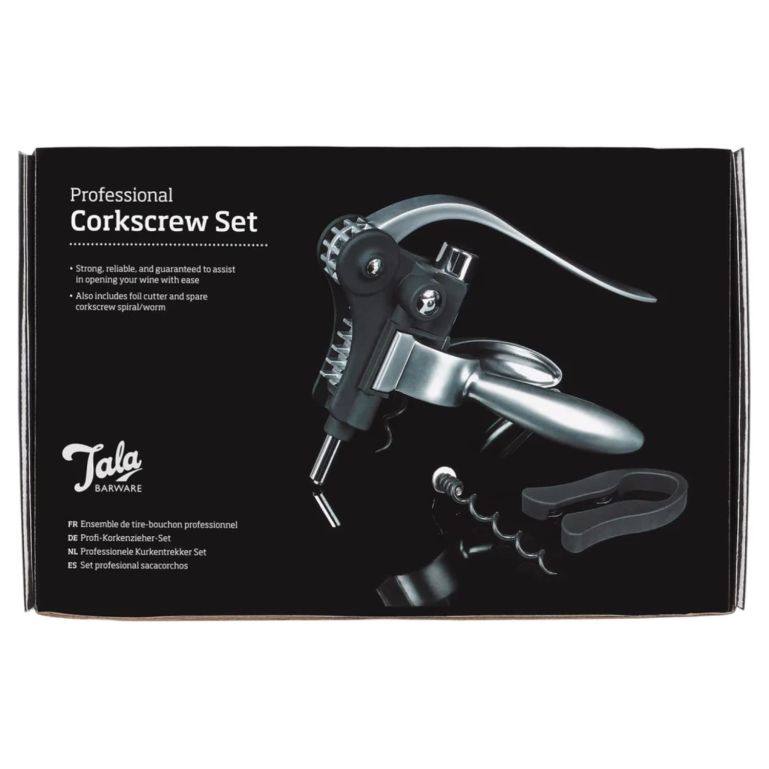 Professional Wine Corkscrew Set with Lever-Arm Rabbit Opener, Spare Screw & Foil Cutter - Stainless Steel Barware Accessories for Wine Enthusiasts - Perfect for Home Bars, Restaurants, and Wine Tasting Events