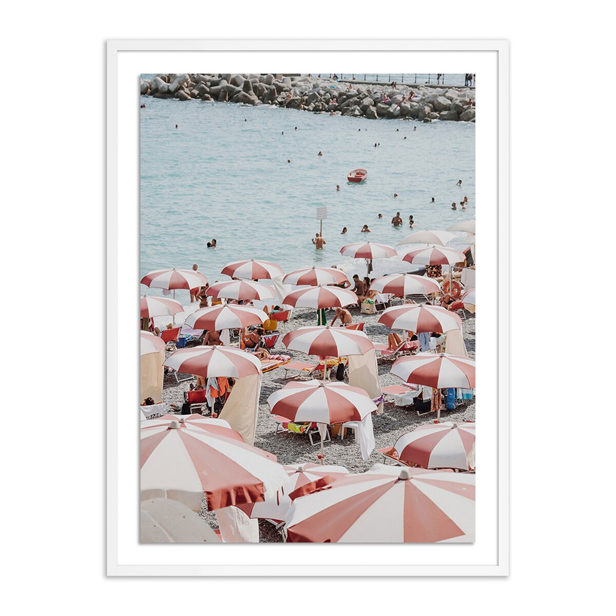 Natalie Obradovich Amalfi 36x48 Inch White Maple Wood Patio Umbrella - Perfect for Poolside, Garden, and Outdoor Dining Areas