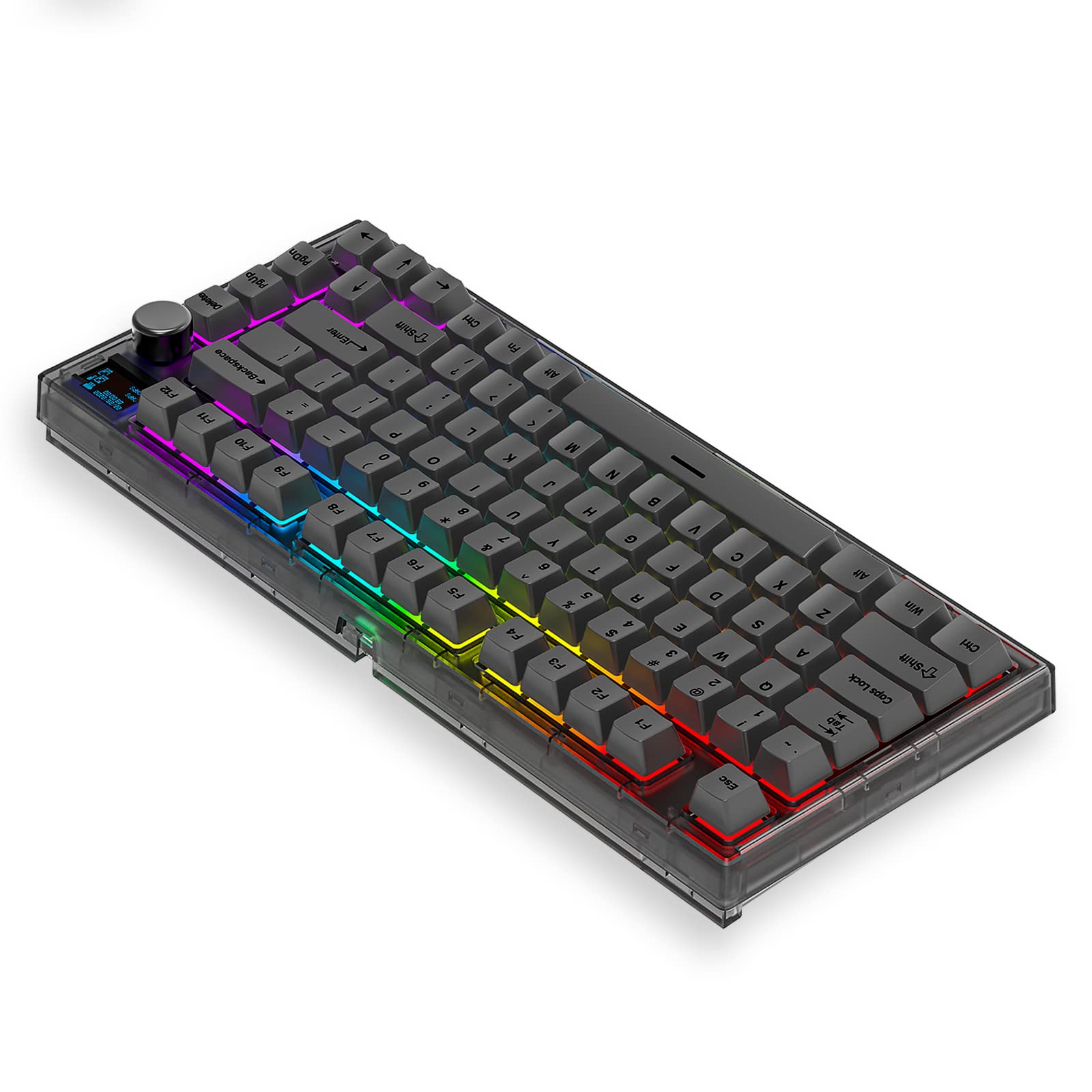 FANTECH MAXFIT81 75% Mechanical Gaming Keyboard - RGB Backlit, Hot Swappable Gateron Yellow Switches, PBT Keycaps, Customizable OLED Display & Knob, Sound Proofing Base | Perfect for Esports, Office Work & Typing Enthusiasts