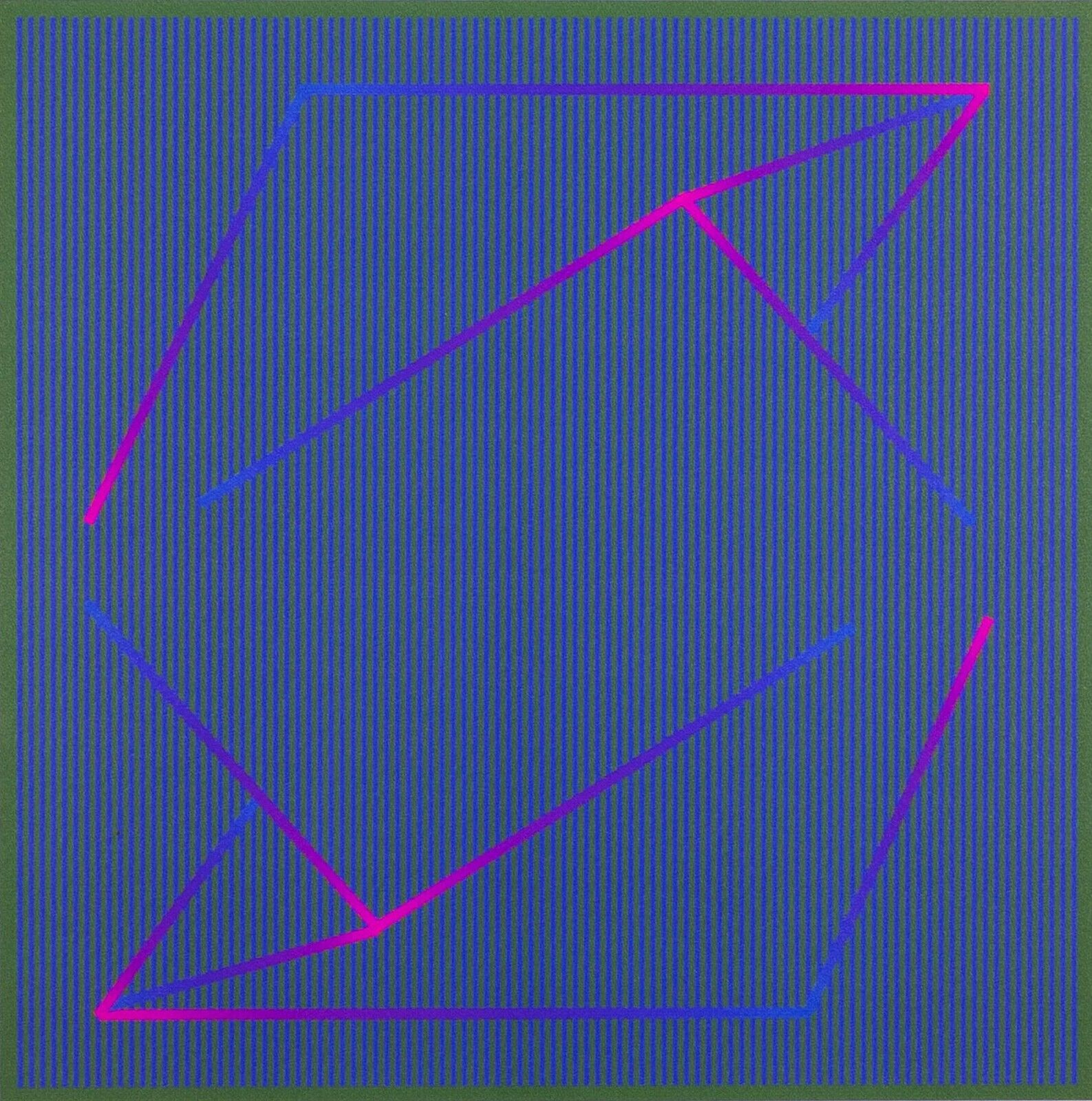 Julian Stanczak Lineal Embrace Purple Signed Op Art Serigraph on Paper EA UF - Limited Edition Abstract Wall Art for Modern Home & Office Decor
