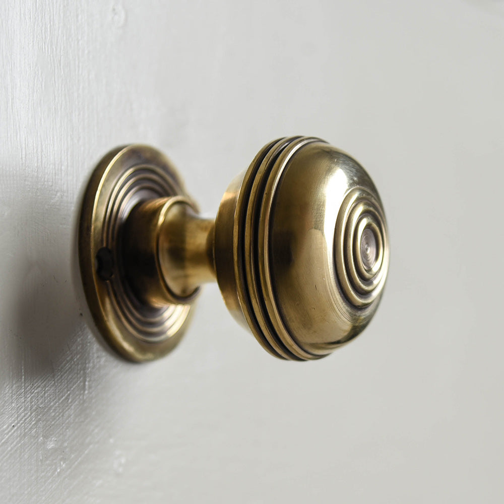 Vintage Polished Antique Brass Regency Bloxwich Door Knobs - Classic Hardware for Victorian Homes, Interior Doors & Restoration Projects