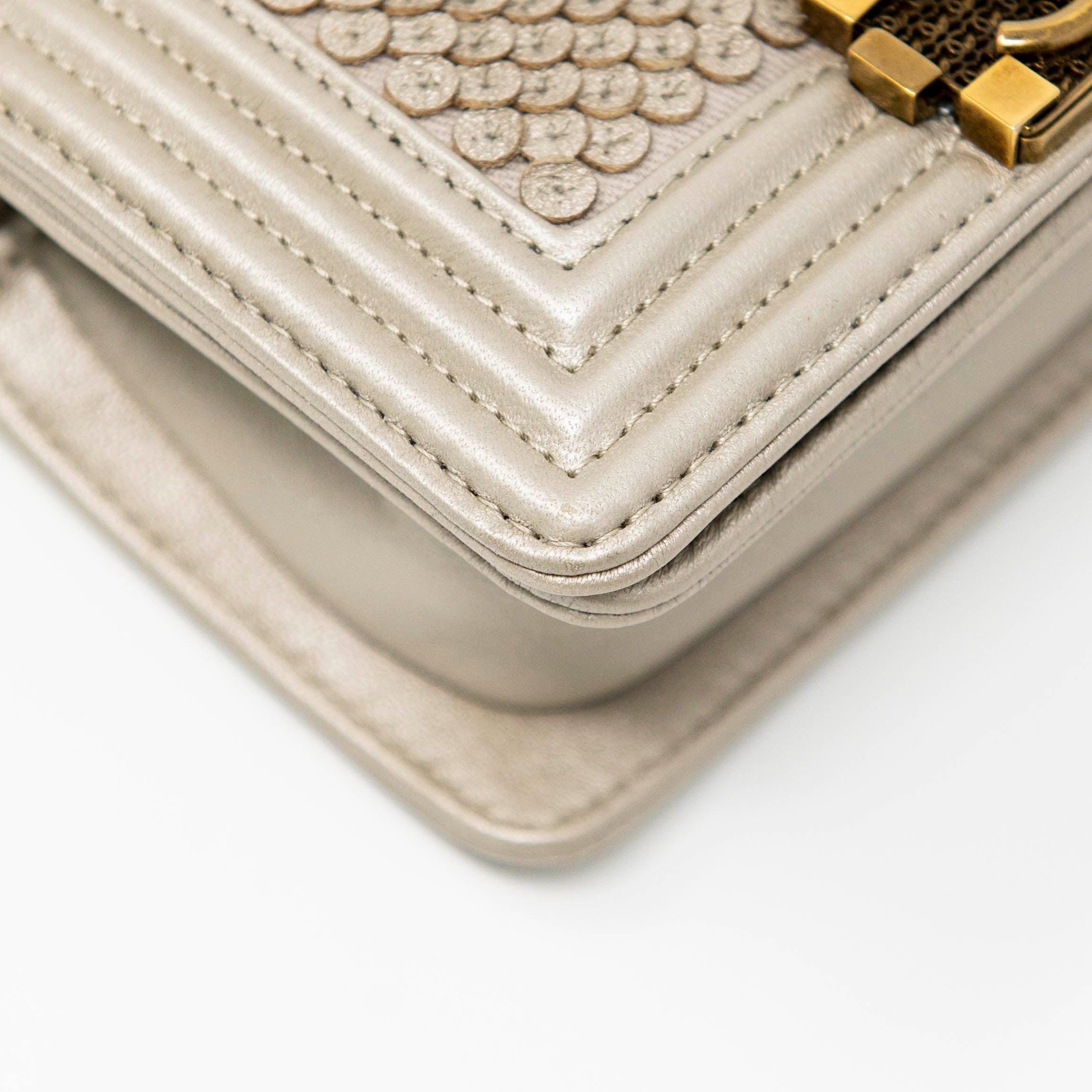 Chanel Metallic Mini Scaled Boy Bag - Luxury Crossbody Bag for Women | Perfect for Evening Parties, Date Nights & Special Occasions
