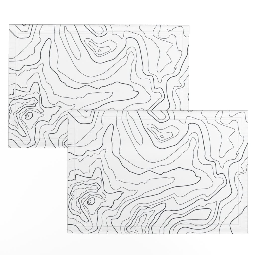 Premium Linen Cotton Canvas Placemats Set of 2 - Modern Abstract Map Design with Nature-Inspired Lines | Elegant Dining Table Decor for Home, Kitchen & Dinner Parties