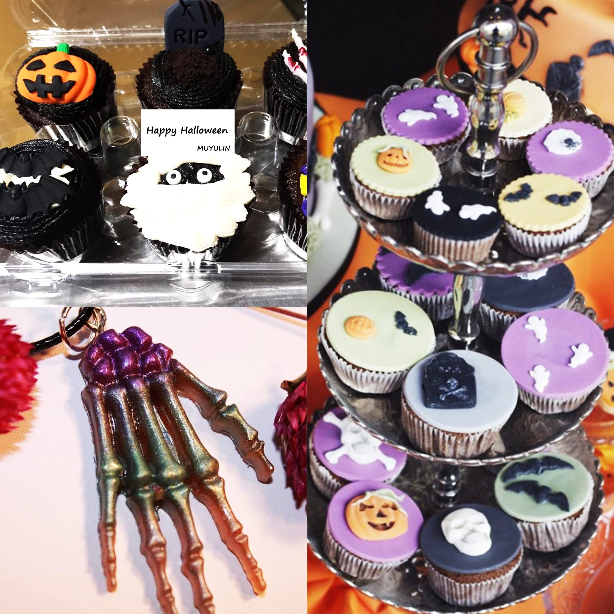 6PCS Halloween Silicone Chocolate Molds Set - Skull, Spider, Pumpkin & Ghost Candy Molds for Baking, Cake Decor, Cupcake Toppers, Resin Keychains - Perfect for Halloween Parties, Thanksgiving Desserts & DIY Crafts