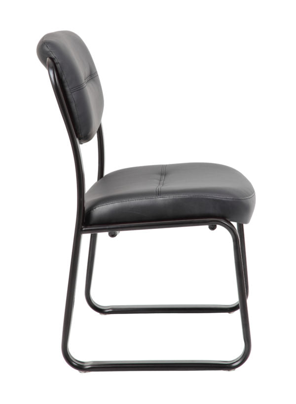 Boss B9539 Armless Leather Sled Base Side Chair - Modern Office & Dining Room Accent Chair for Home & Workspace