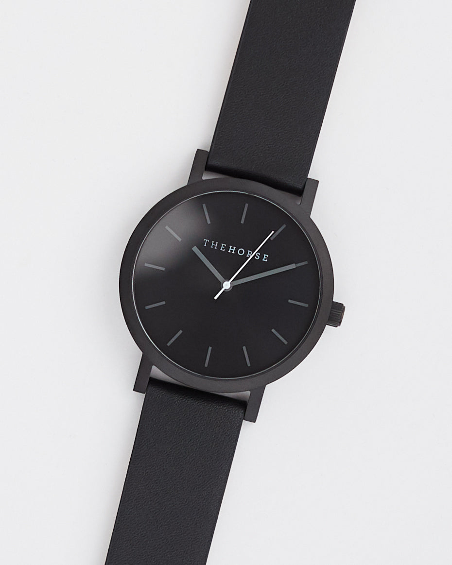 Original Matte Black & Black Sunray Leather Watch - Stylish & Durable for Men, Perfect for Business, Casual & Formal Occasions