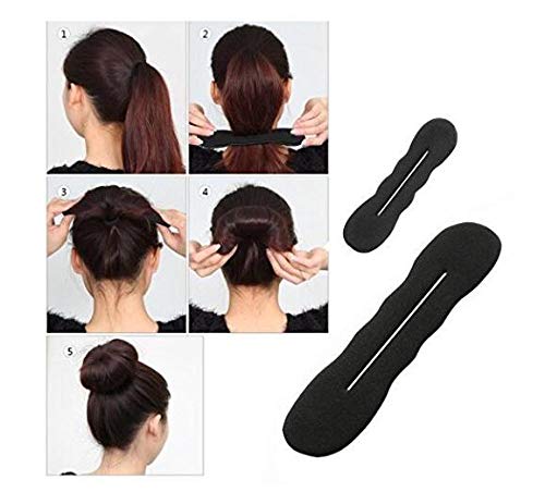 4-Piece Black Magic Hair Bun Maker Set - Foam Sponge Hair Twist Shaper, Donut Bun Former for Women & Girls (2 Large + 2 Small) - Perfect for Updos, DIY Styling, Weddings & Everyday Hair Accessories
