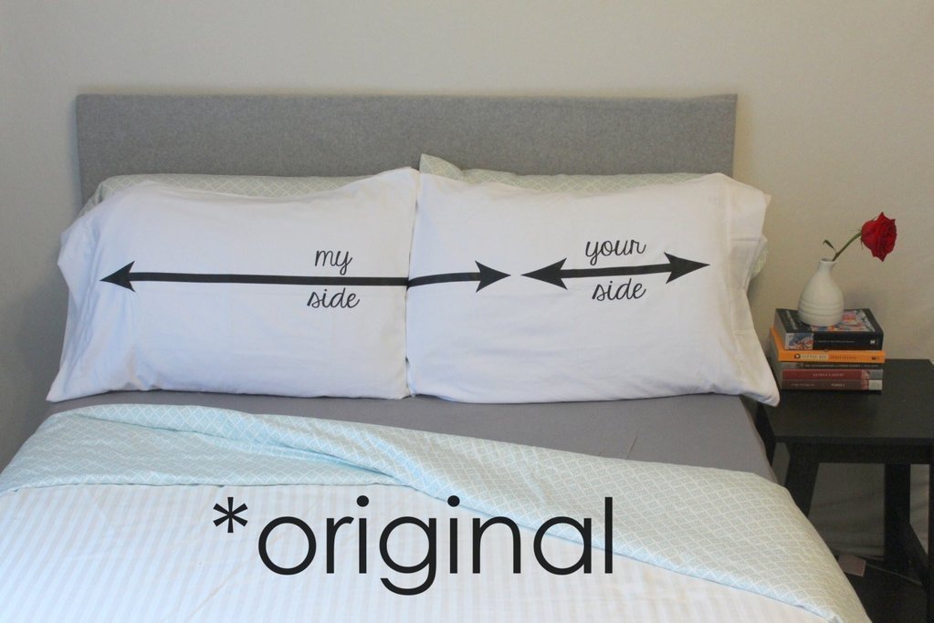 My Side Your Side Couples Pillowcases - His & Her Side Sleeping Pillow Cases for Couples Gifts (Standard/Queen Size, 2 Pack) - Perfect for Romantic Bedroom Decor and Anniversary Gifts