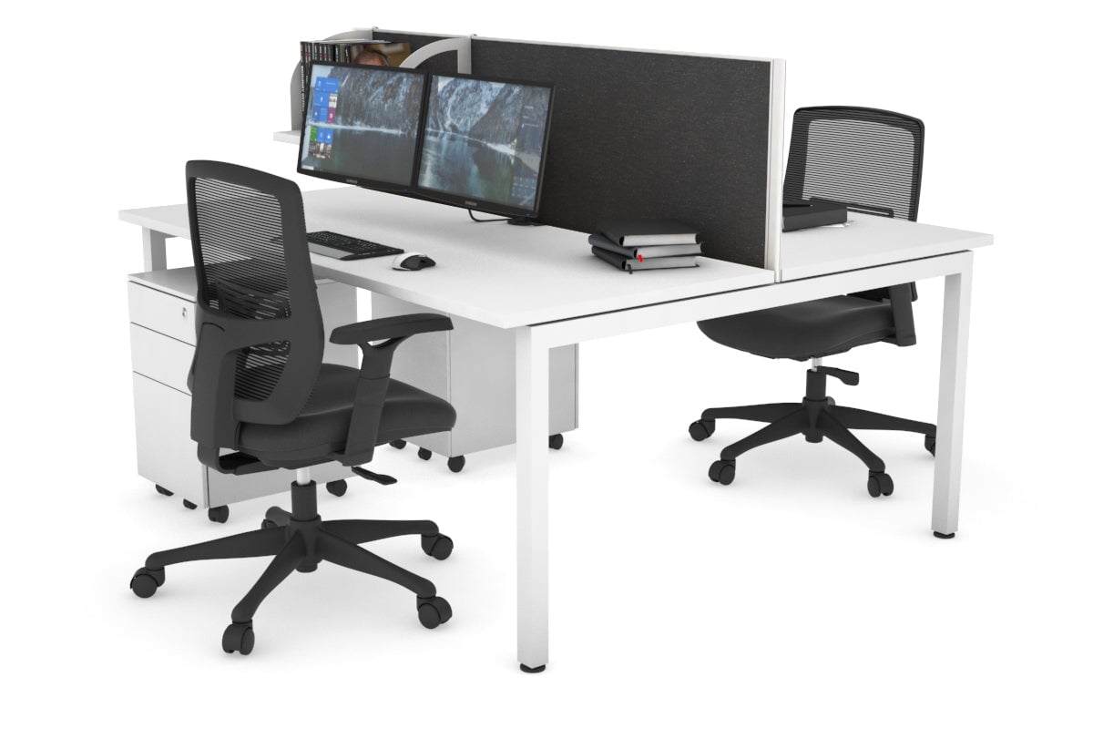 Quadro Square Legs 2 Person Office Workstation Desk - 1200L x 700W Modern Shared Workspace Solution for Home & Business Offices