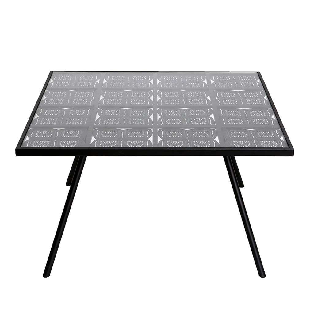 Modern Square Glass Coffee Table - Nordic Wrought Iron Side Table for Living Room, Balcony & Office (Black, 70x70x40cm) - Compact Home Decor with Simple Design & Durable Metal Frame