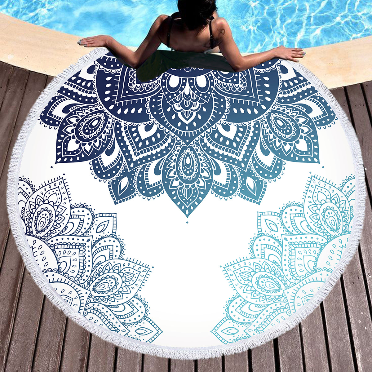 Bohemian Round Beach Towel - Soft, Absorbent & Quick-Drying - Perfect for Pool, Sand & Yoga - 60
